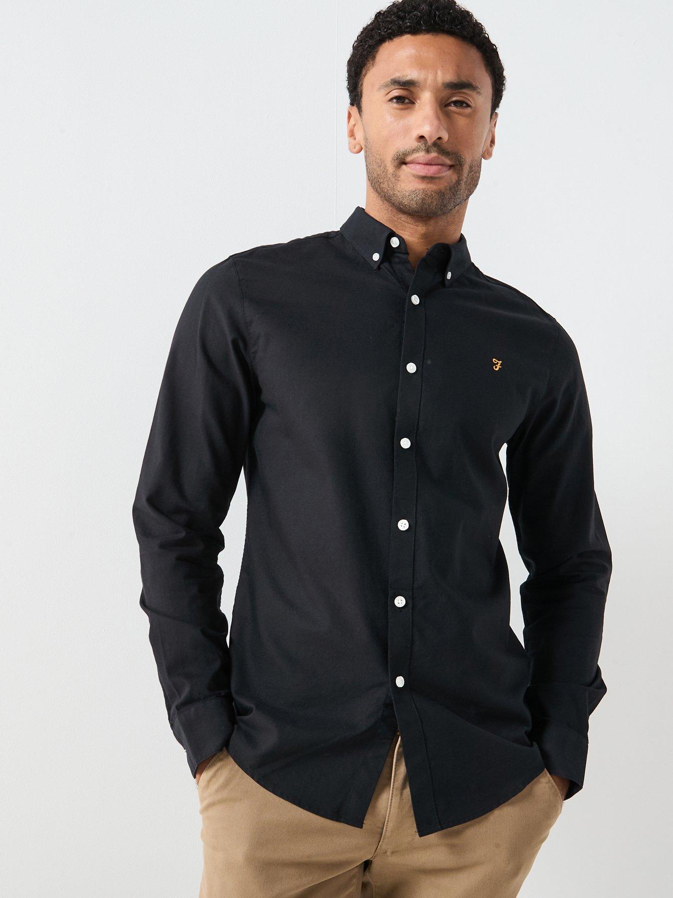 Image 1 of 5 of Farah Brewer Oxford Slim Fit Shirt - Black