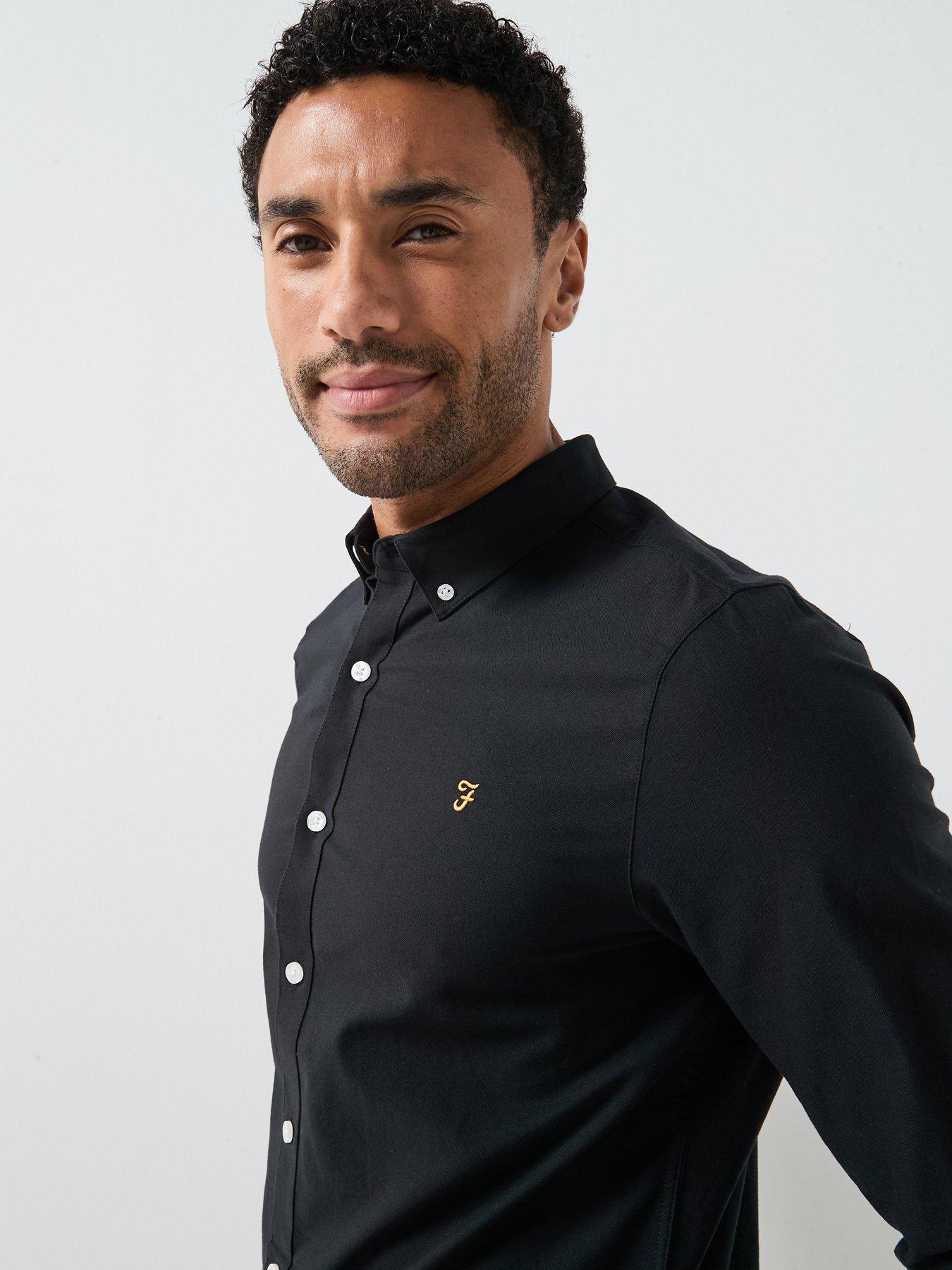 Image 4 of 5 of Farah Brewer Oxford Slim Fit Shirt - Black