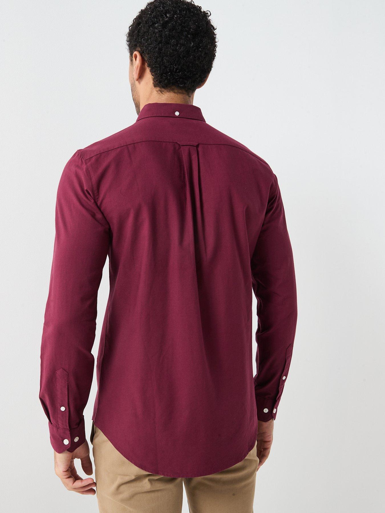 Image 2 of 5 of Farah Brewer Oxford Slim Fit Shirt - Burgundy