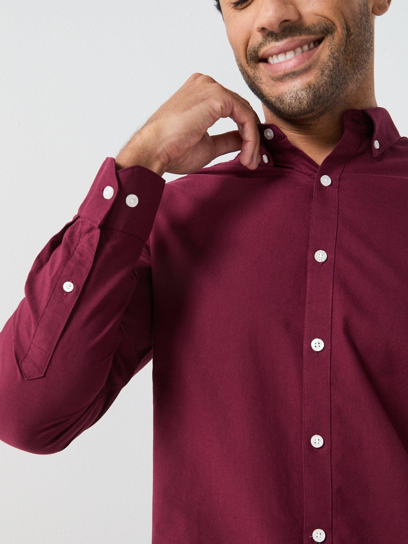 Image 4 of 5 of Farah Brewer Oxford Slim Fit Shirt - Burgundy