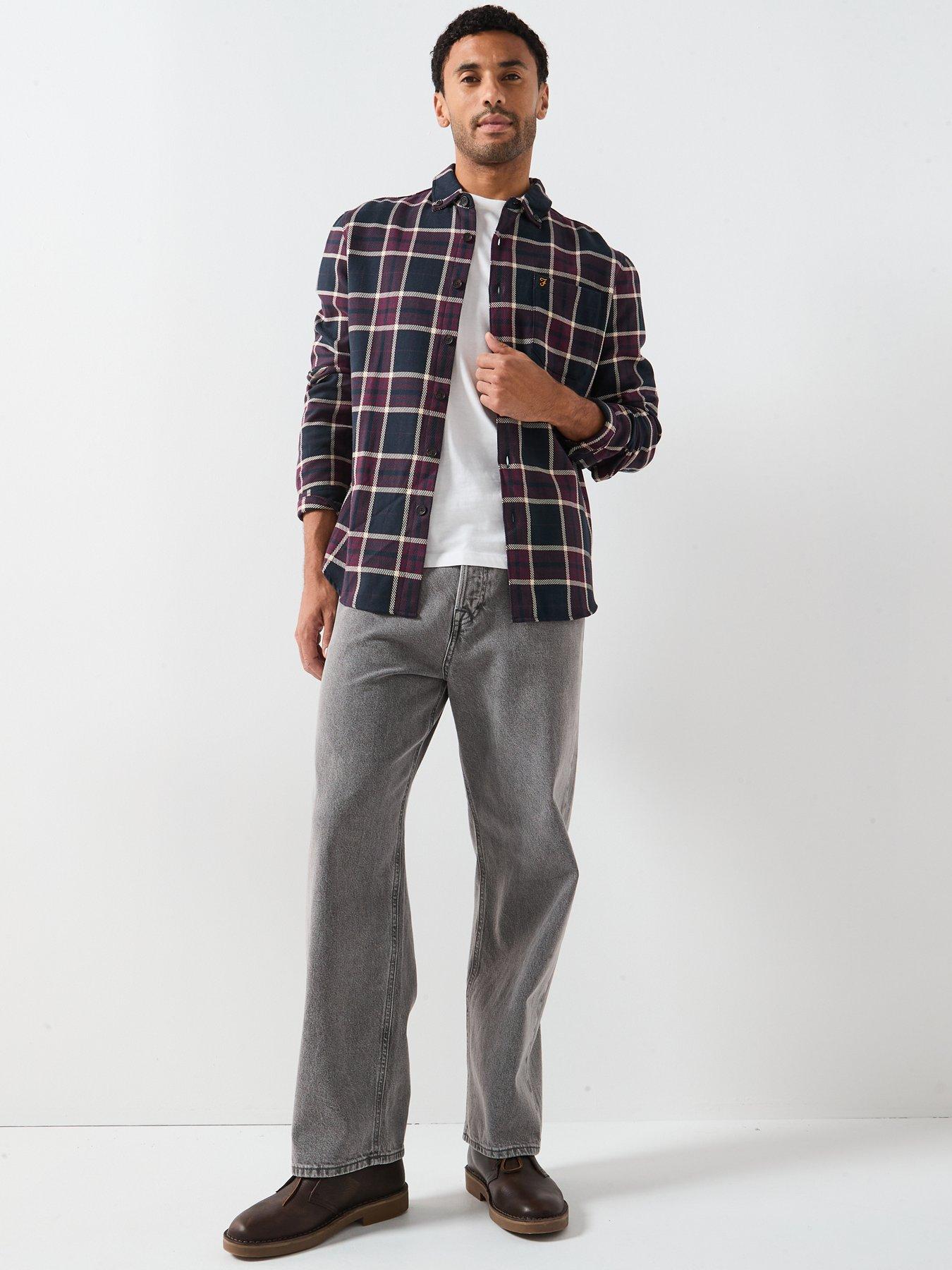 Image 3 of 6 of Farah Christian Check Relaxed Fit Shirt - Brown