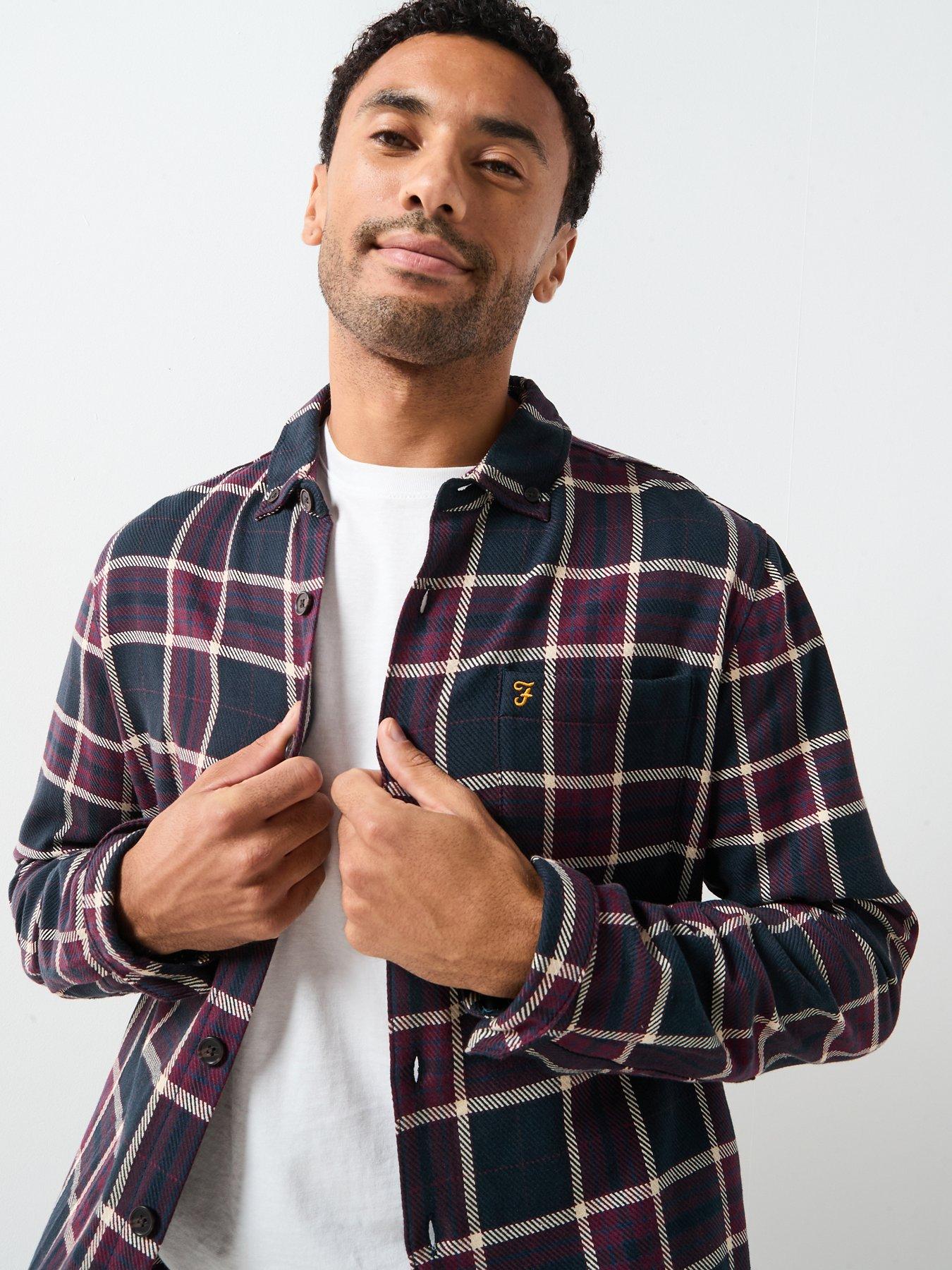 Image 4 of 6 of Farah Christian Check Relaxed Fit Shirt - Brown