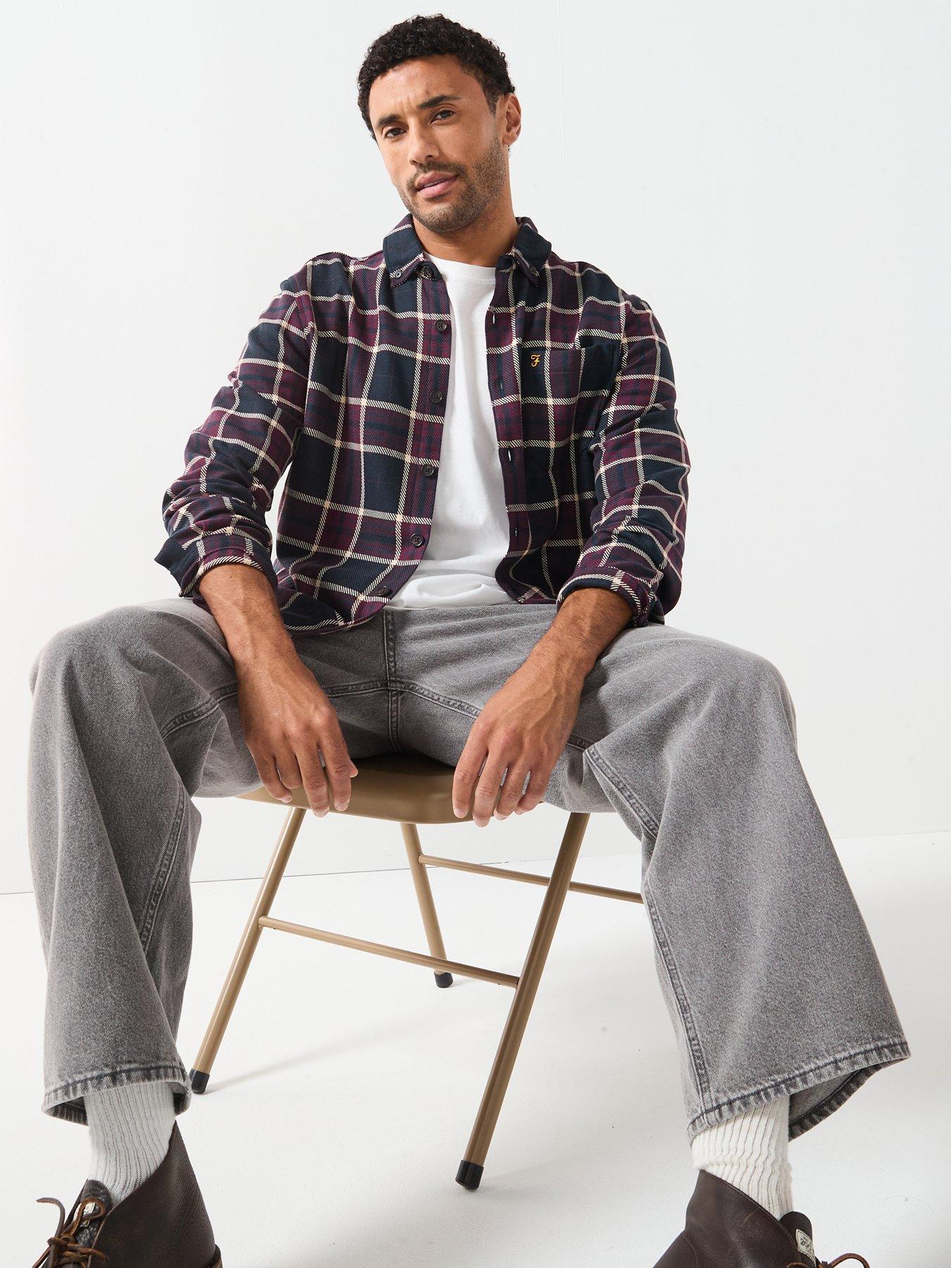 Image 5 of 6 of Farah Christian Check Relaxed Fit Shirt - Brown