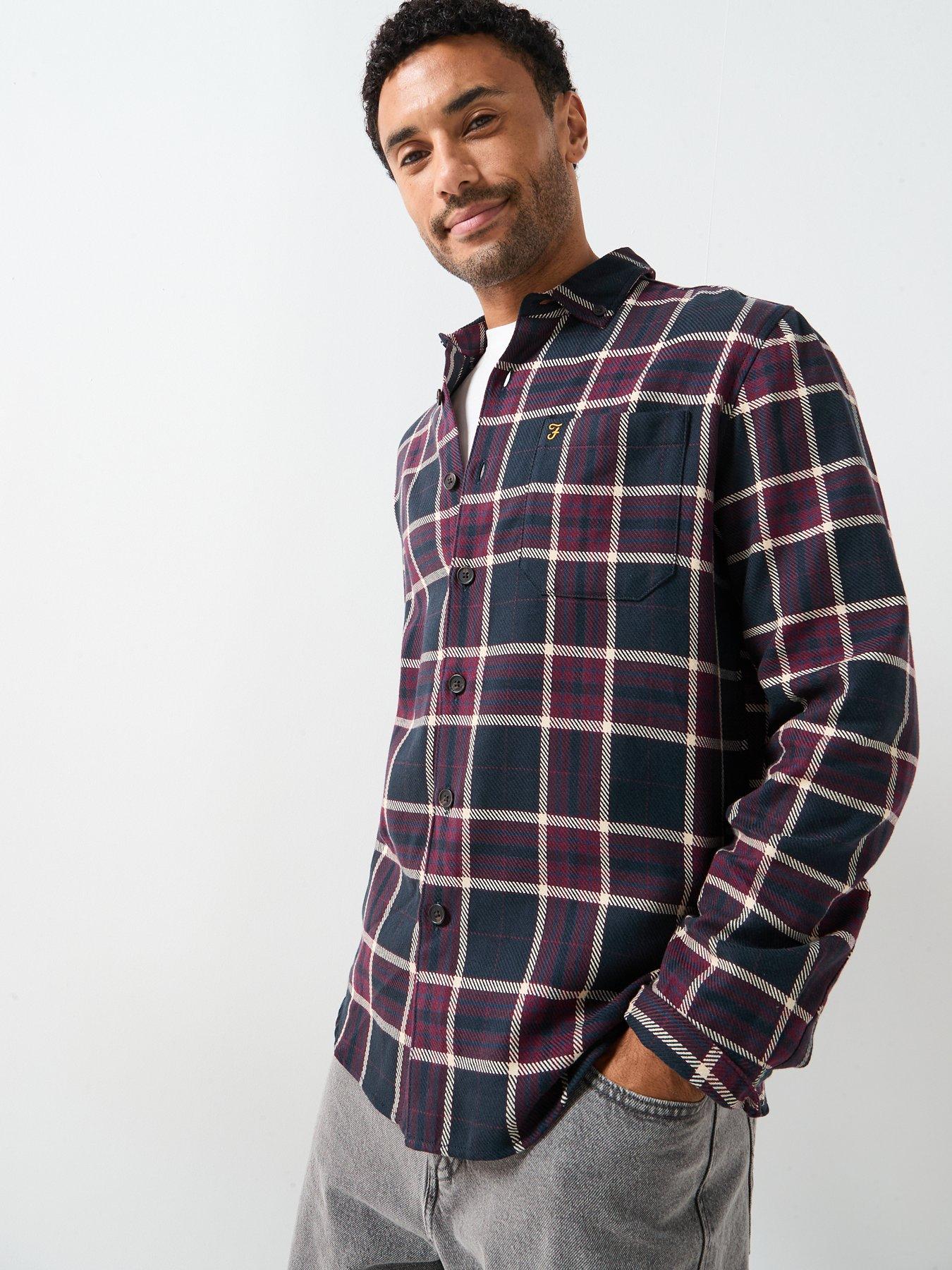 Image 6 of 6 of Farah Christian Check Relaxed Fit Shirt - Brown