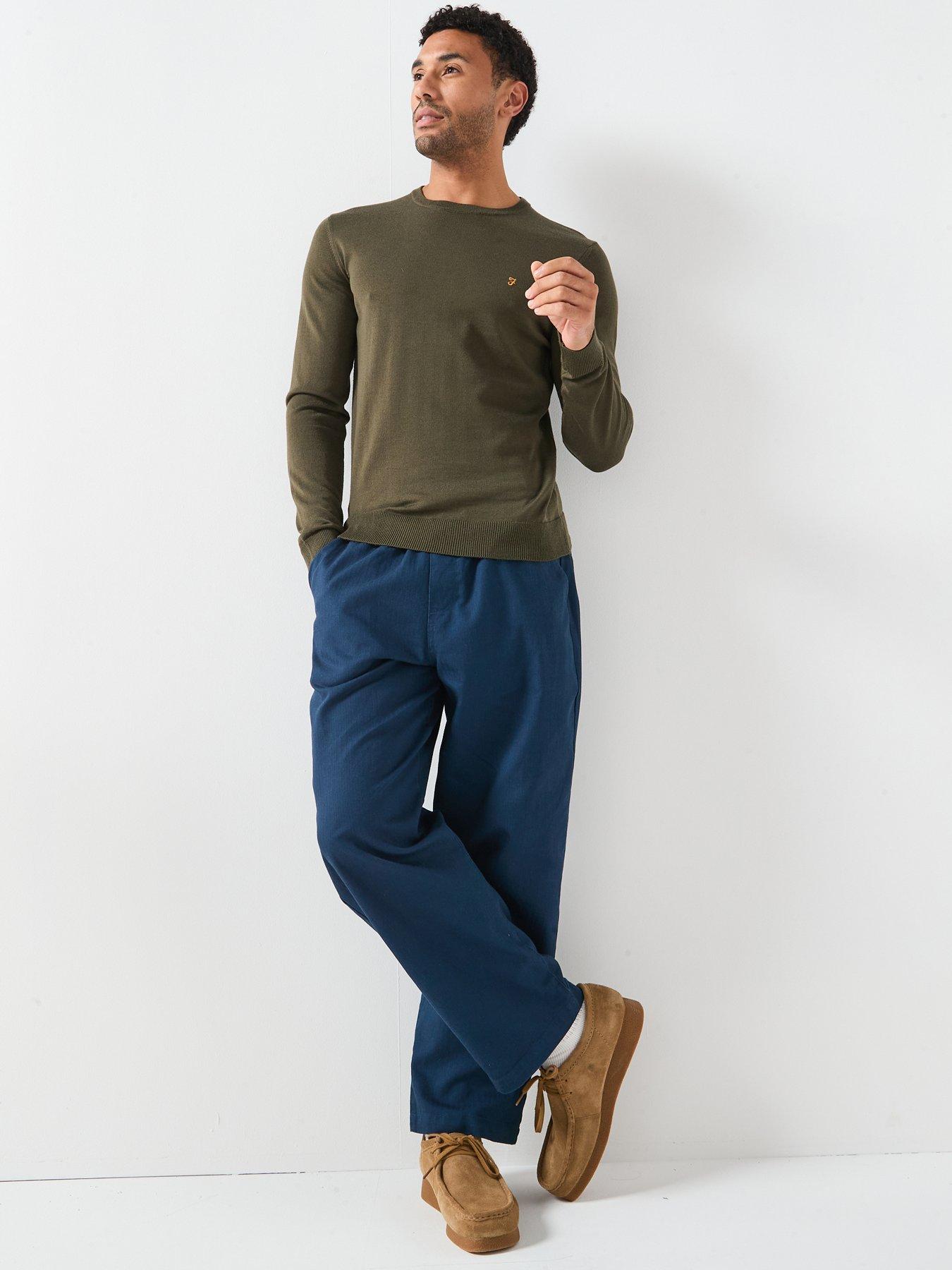  image of farah-mullen-merino-wool-knitted-jumper-green