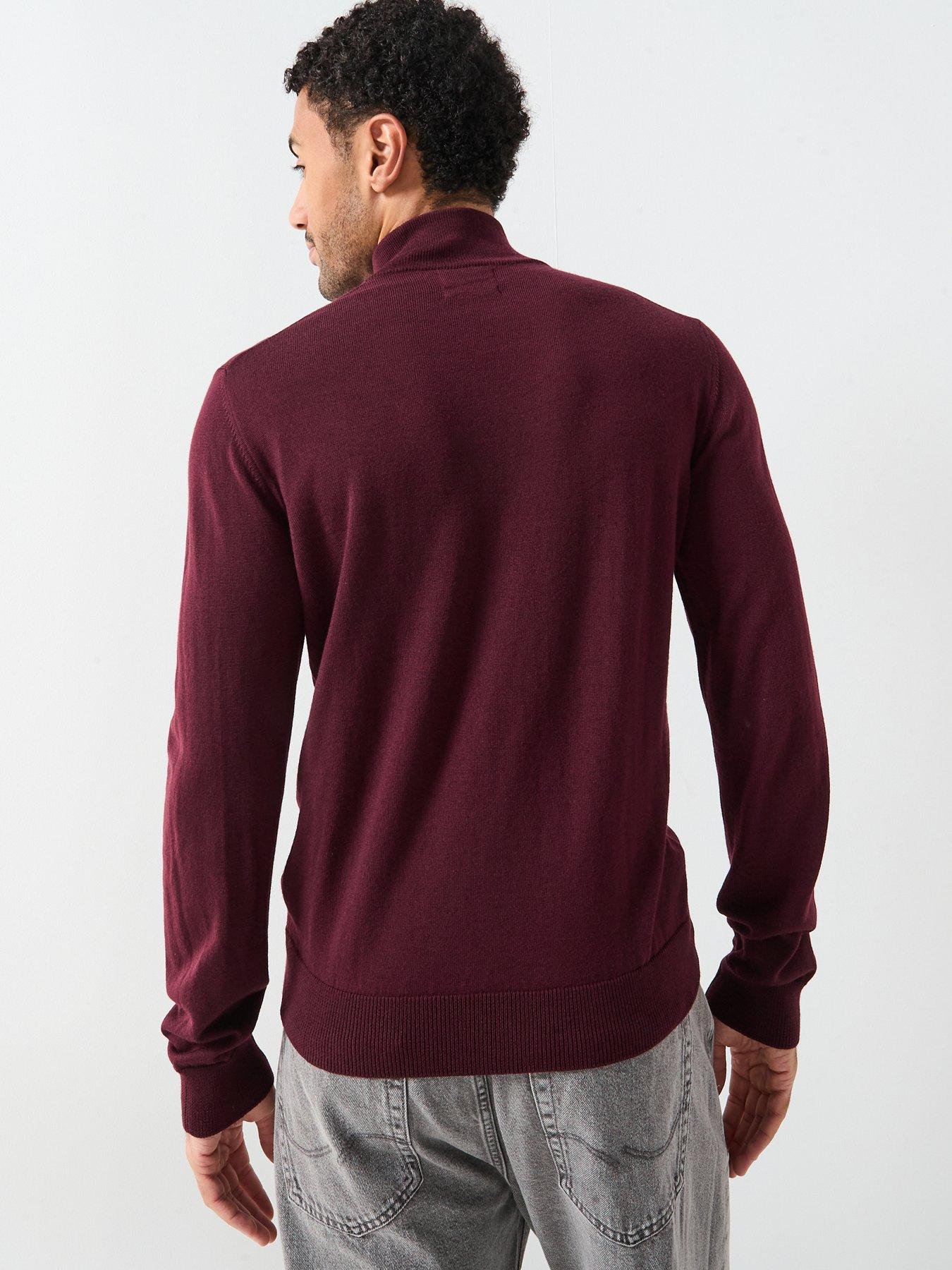 stillFront image of farah-redchurch-14-zip-merino-wool-knitted-jumper-burgundy