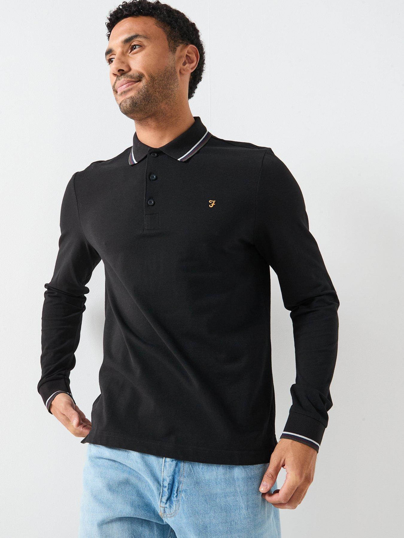 farah-elton-tipped-long-sleeve-polo-shirt-black