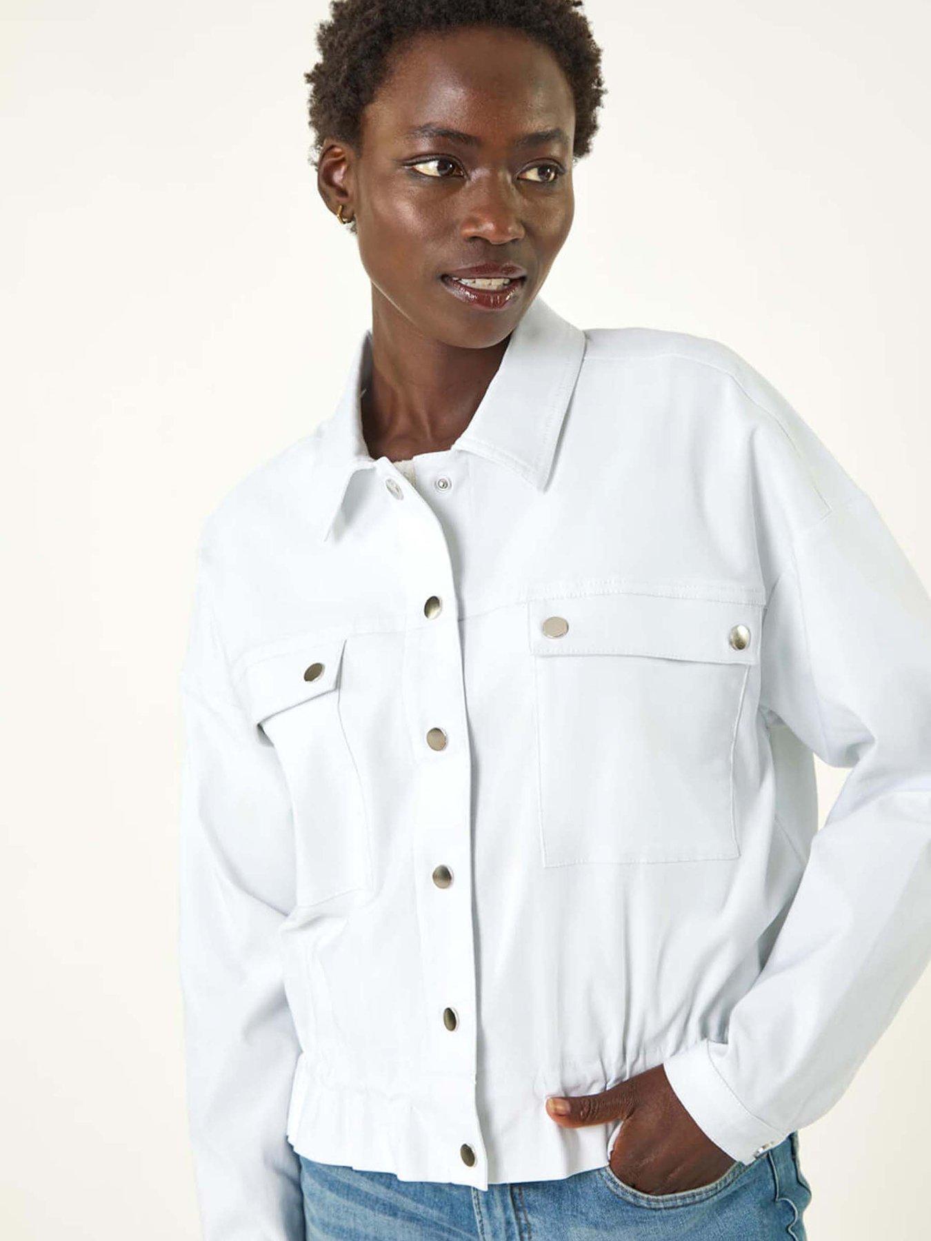 Image 4 of 5 of Roman Utility Collared Pocket Jacket - White