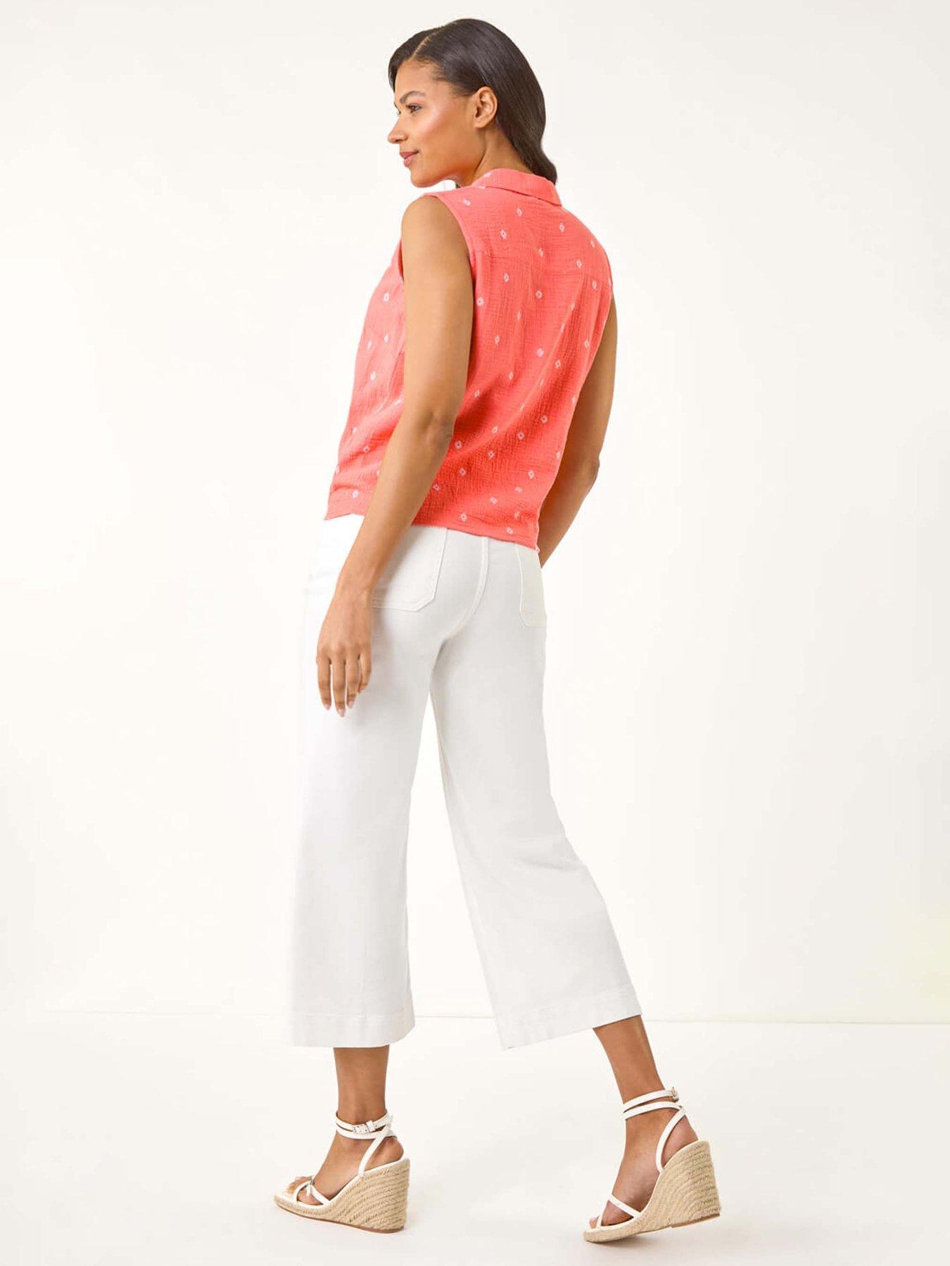  image of roman-embroidered-tie-front-blouse-pink