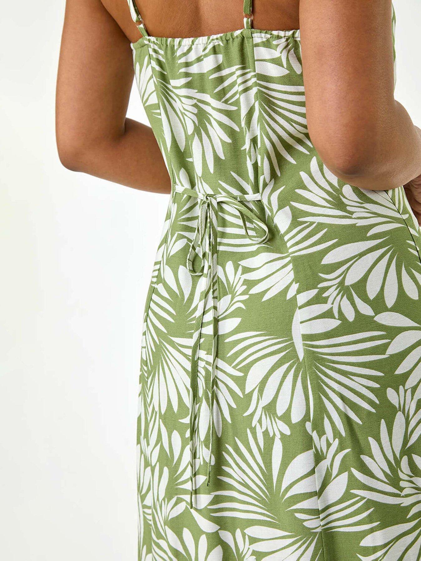 Image 5 of 5 of Roman Petite Printed Button Through Dress - Green