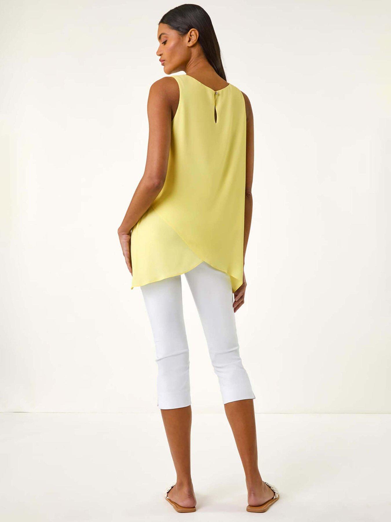 image of roman-asymmetric-sleeveless-vest-top-yellow