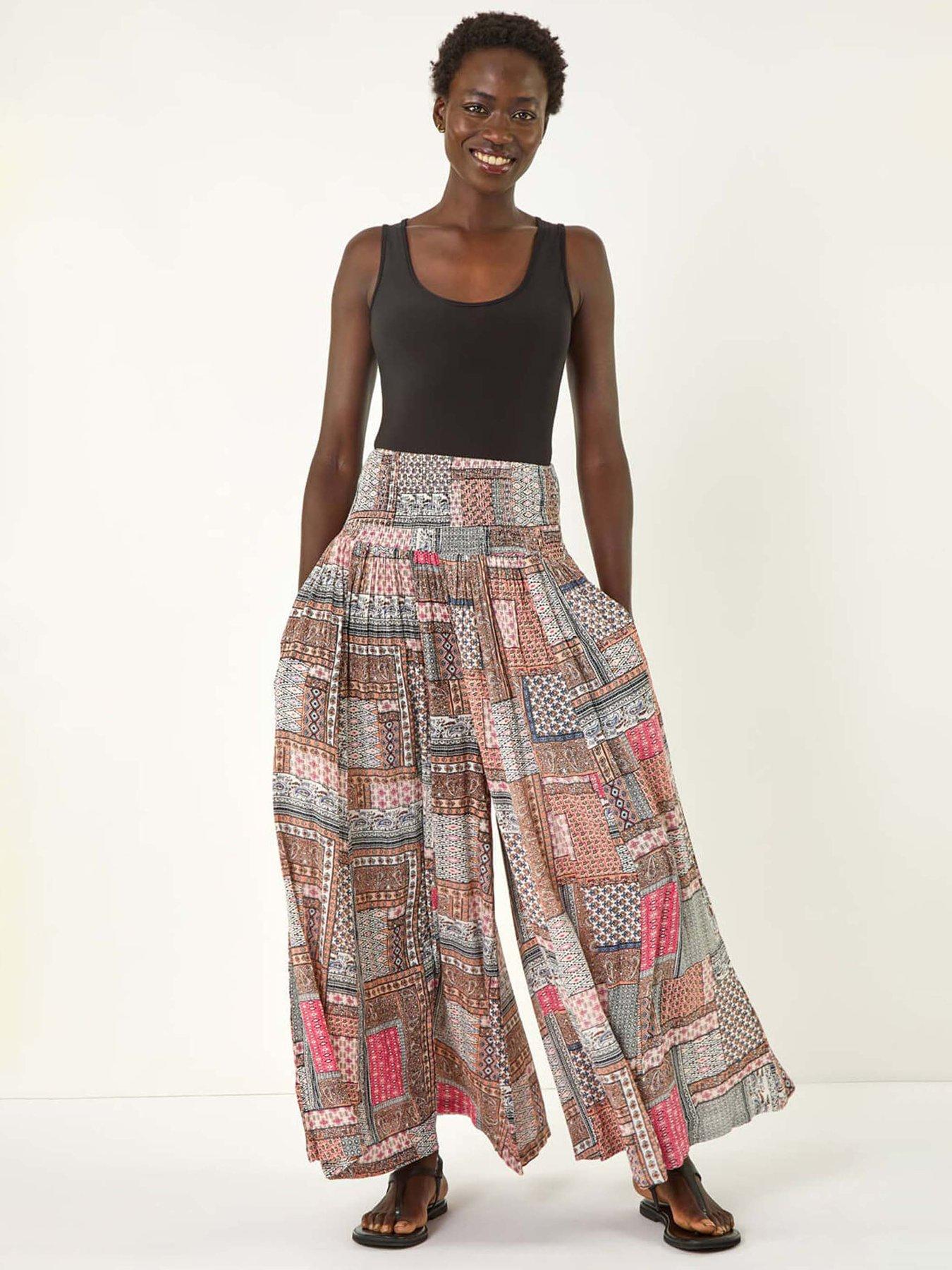 undefined Patchwork Wide Leg Palazzo Trouser - Pink