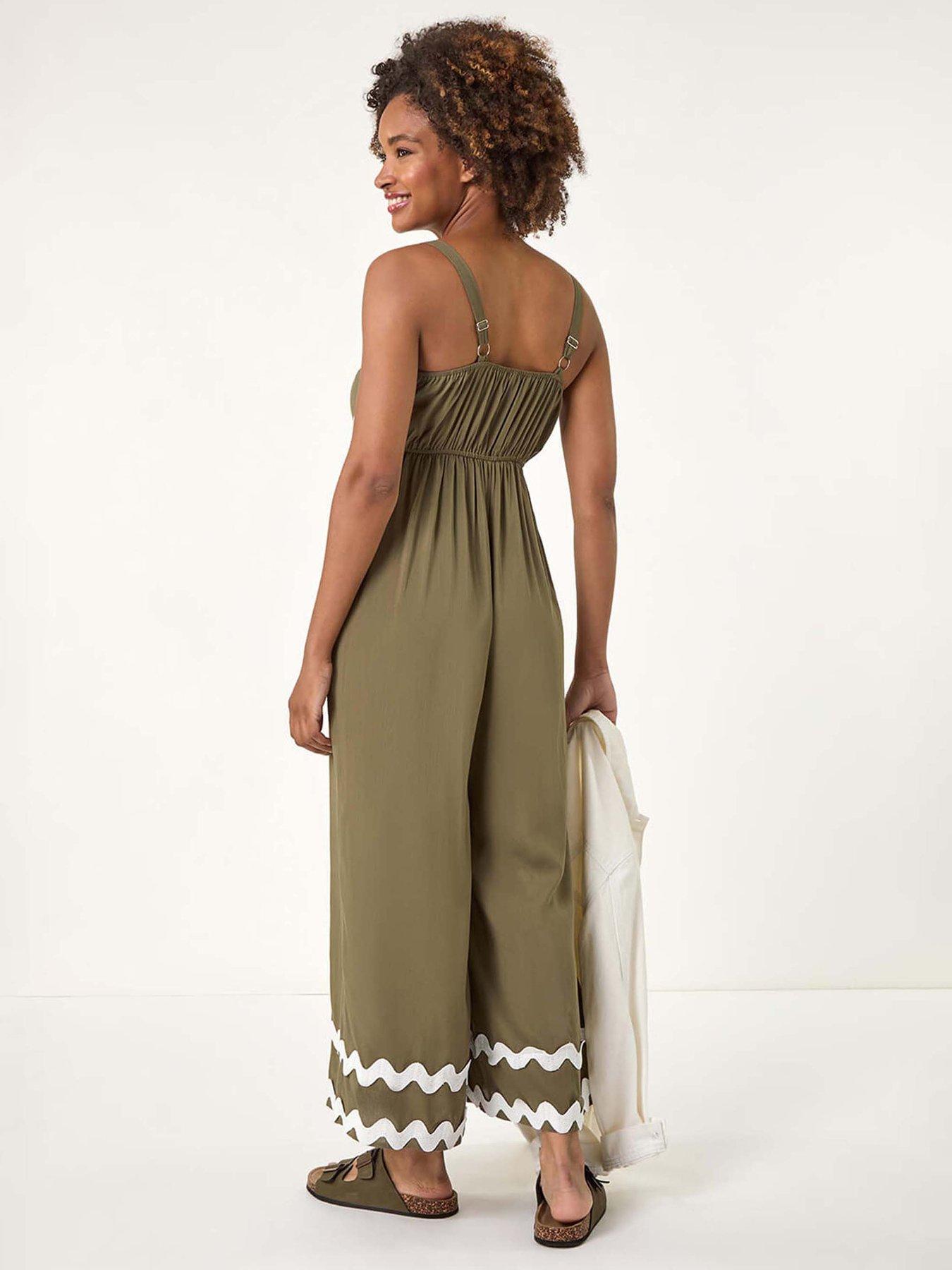 Image 2 of 5 of Roman Ric Rac Strappy Jumpsuit - Green