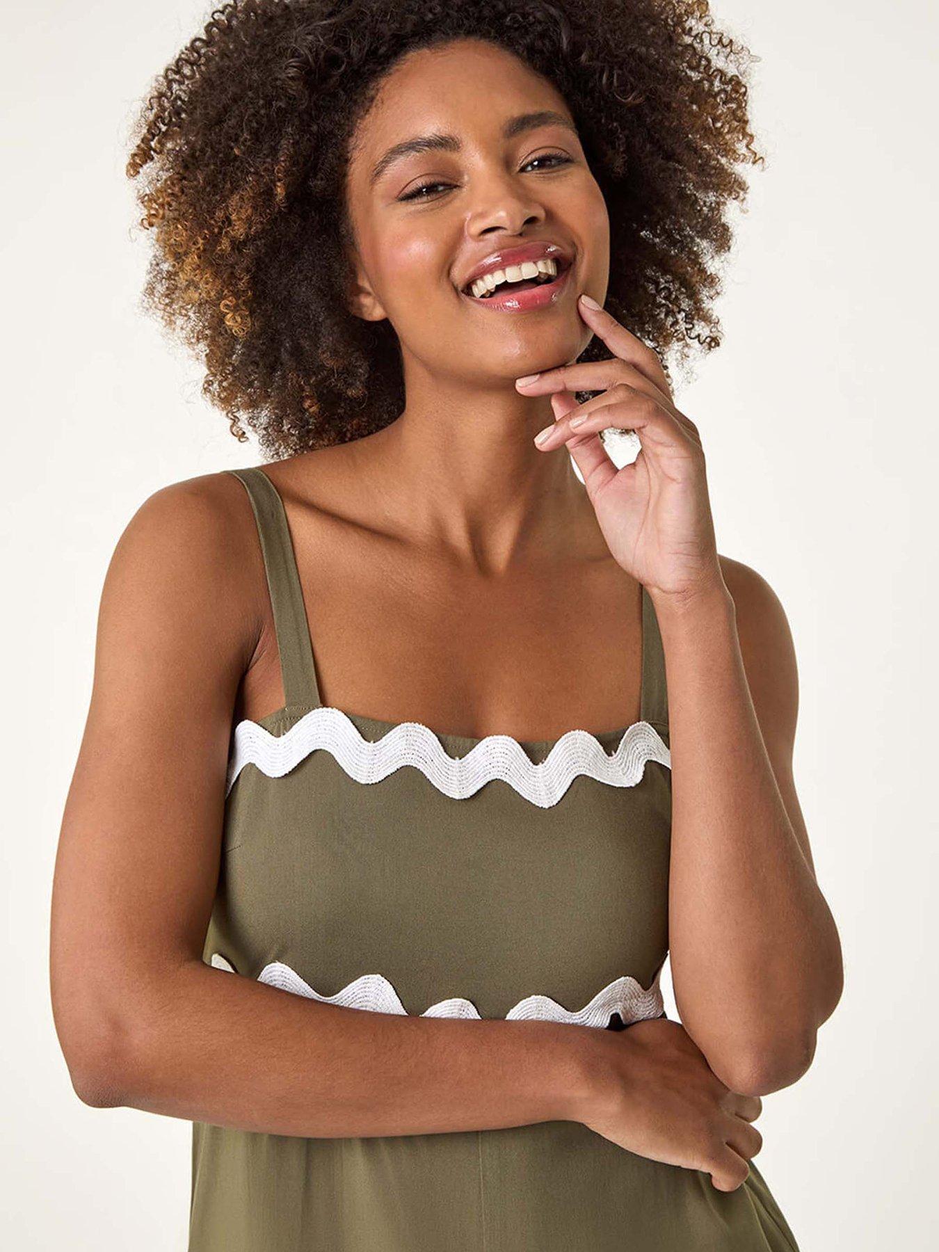 Image 4 of 5 of Roman Ric Rac Strappy Jumpsuit - Green