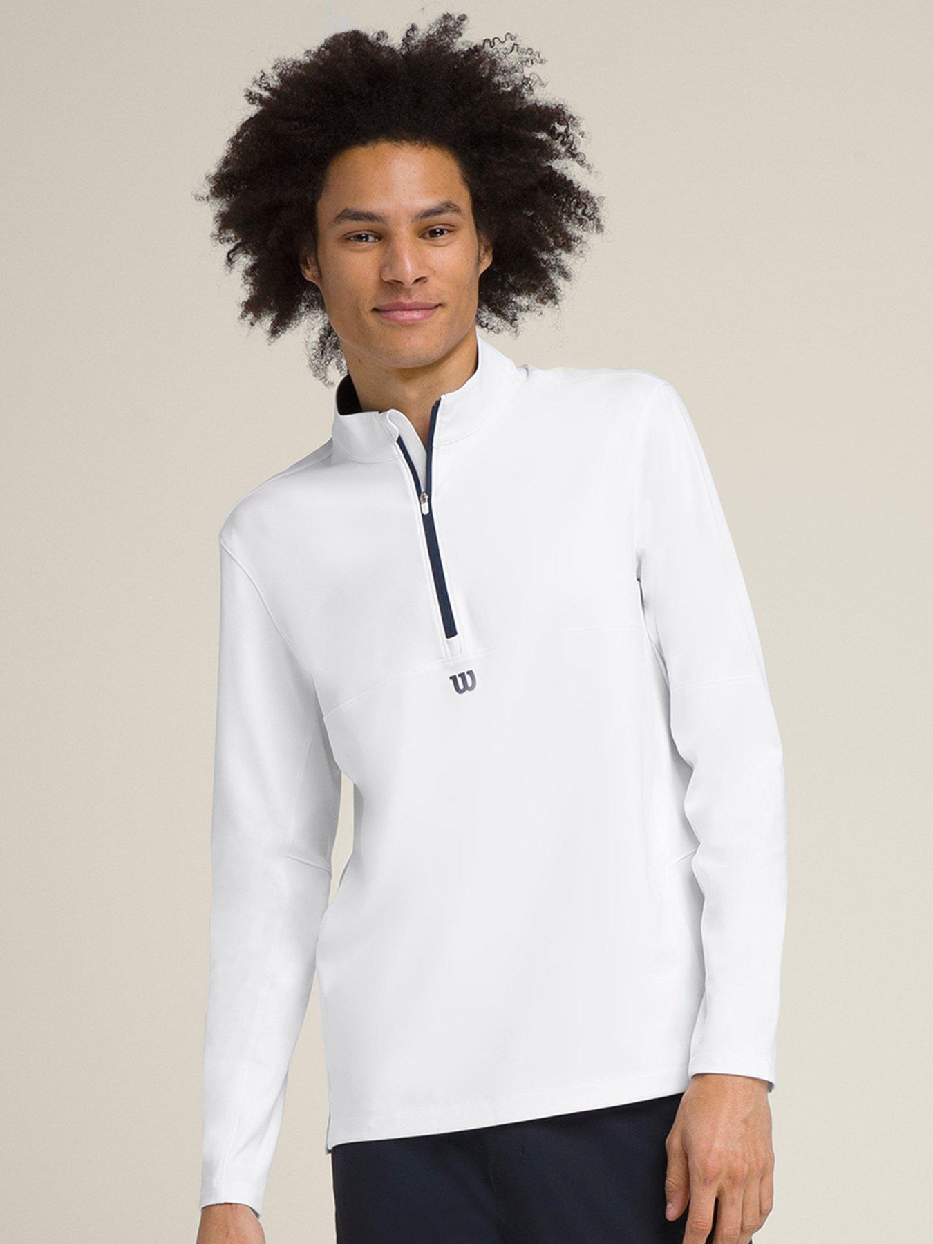 undefined Mens Tennis Elevate Performance Half Zip - White