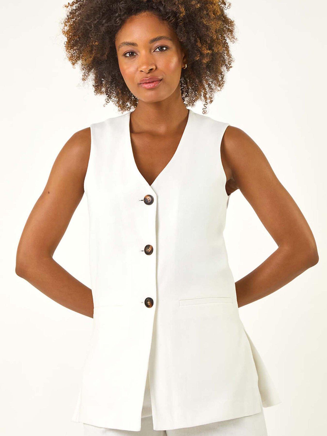undefined Longline Button Waistcoat Jacket - White