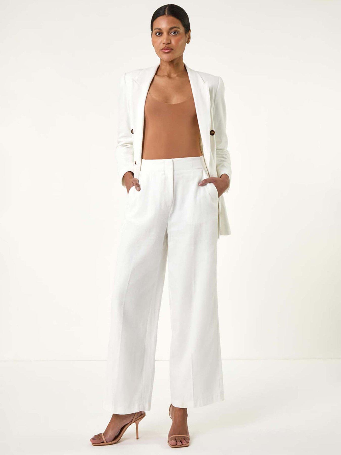 undefined Smart Twill Wide Leg Pocket Trouser - White