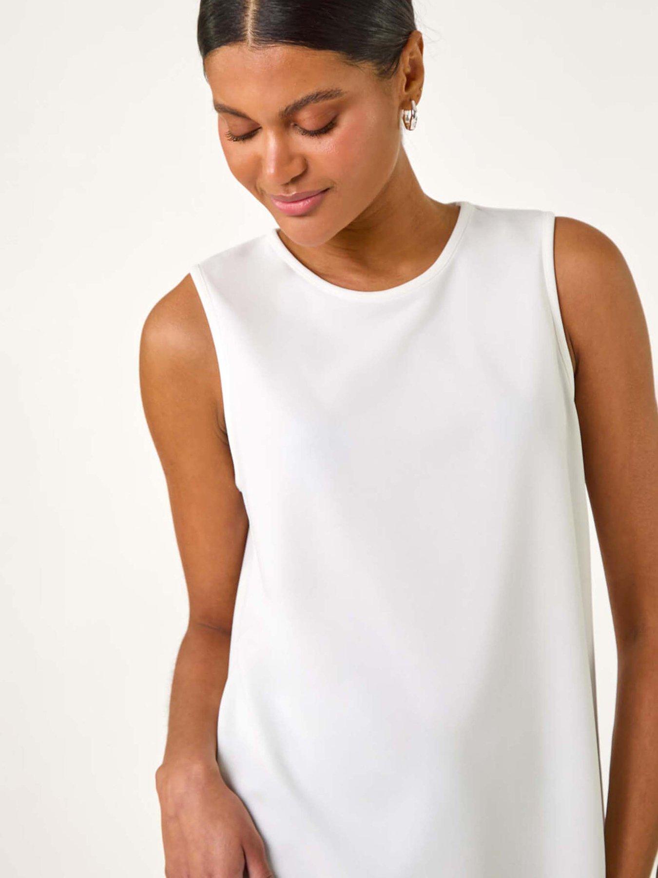 Image 4 of 5 of Roman Scalloped Hem Vest Top - White