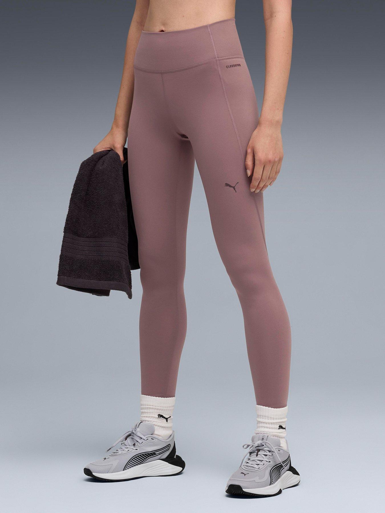 front image of puma-womens-training-cloudspun-high-waisted-tights-pink