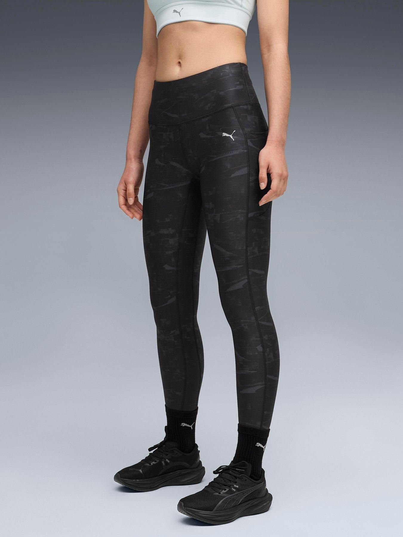 undefined Womens Running Velocity Printed Tights - Black