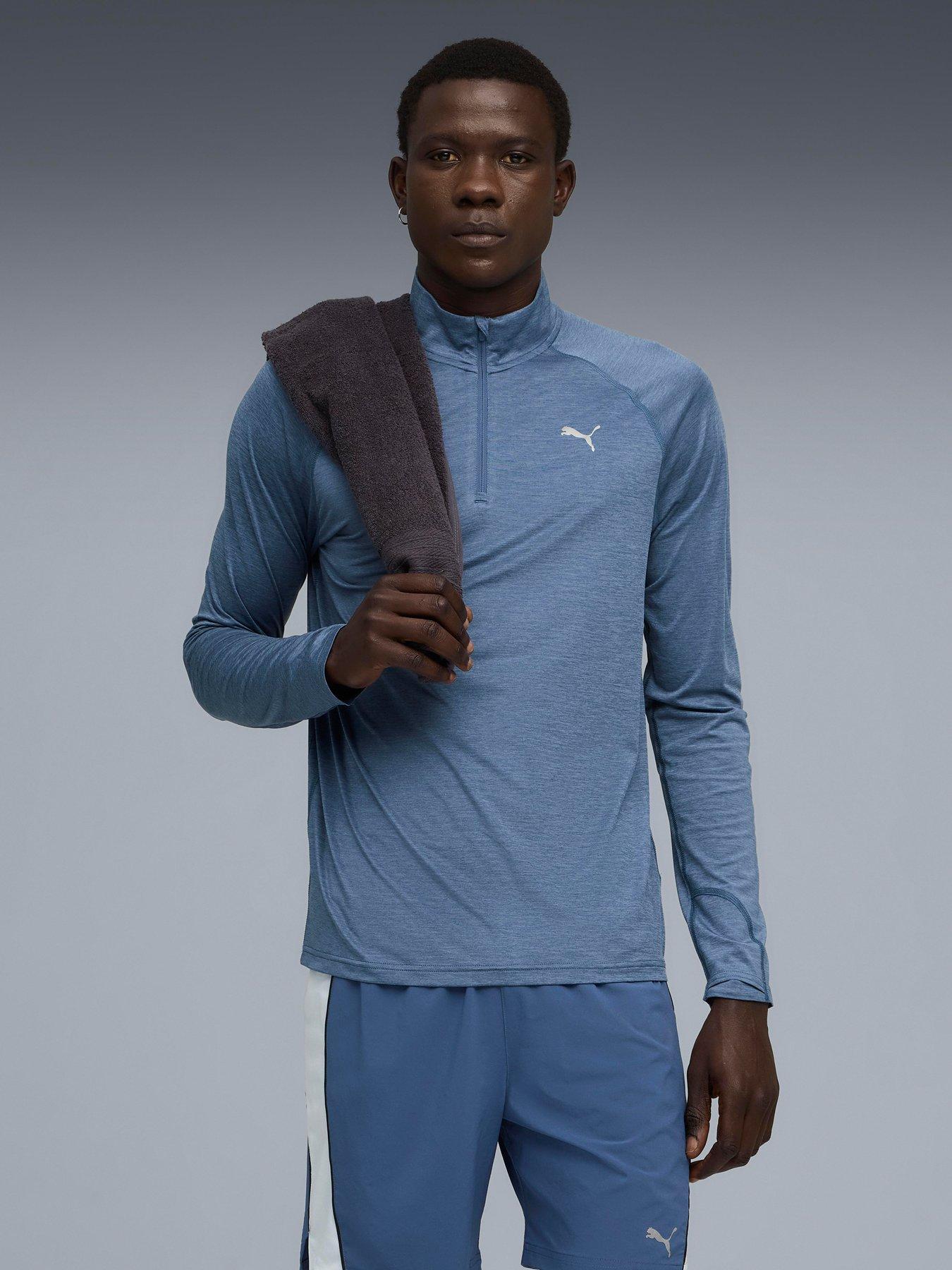 undefined Mens Running Velocity Cloudspun 1/4 Zip - Blue