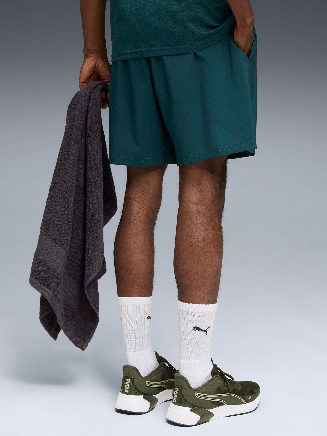  image of puma-mens-training-essentials-7inch-woven-shorts-green