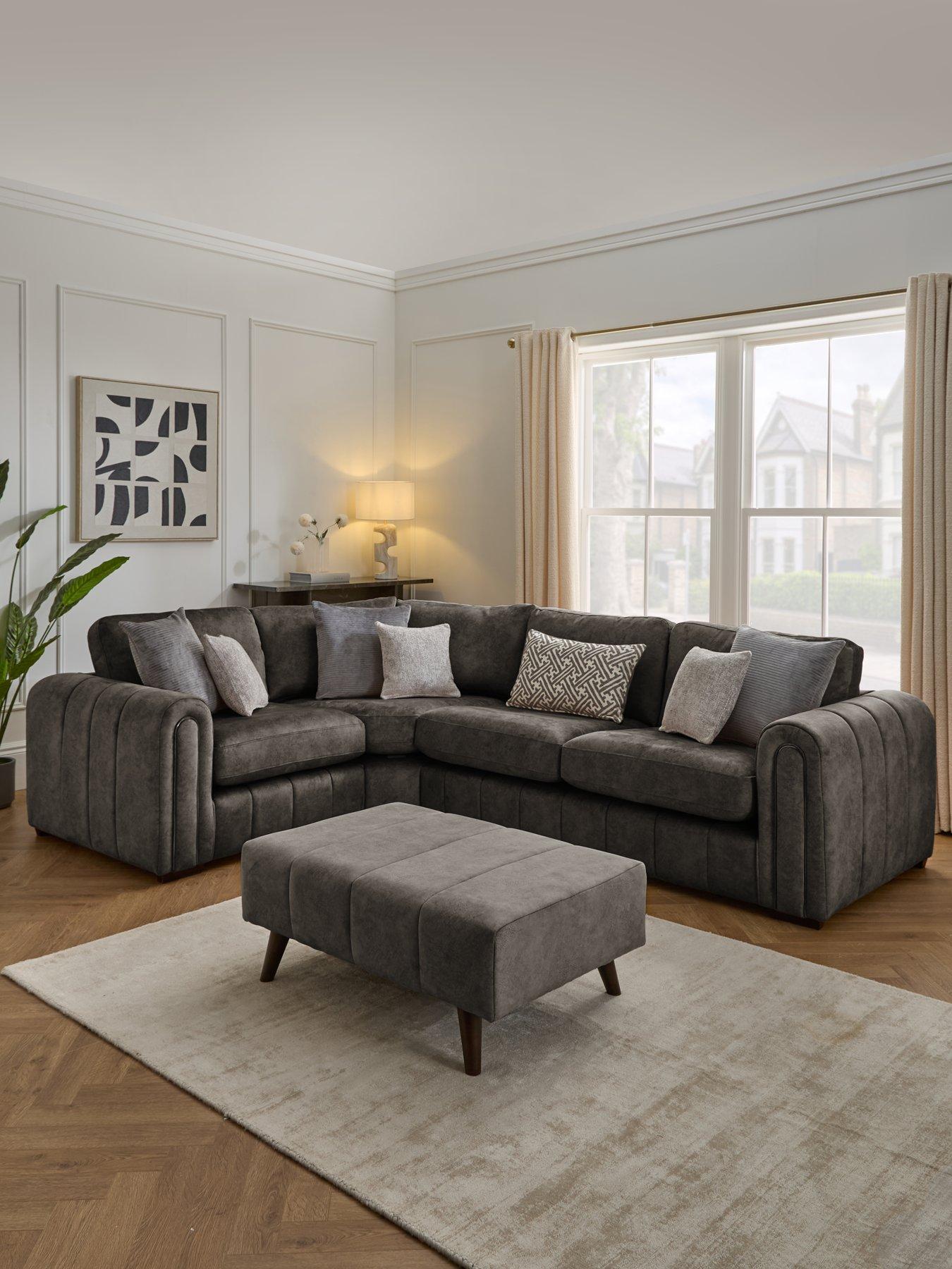 The Very Collection Amara Left Hand Double Arm Corner Group Sofa with Footstool - Made to Order in the UK