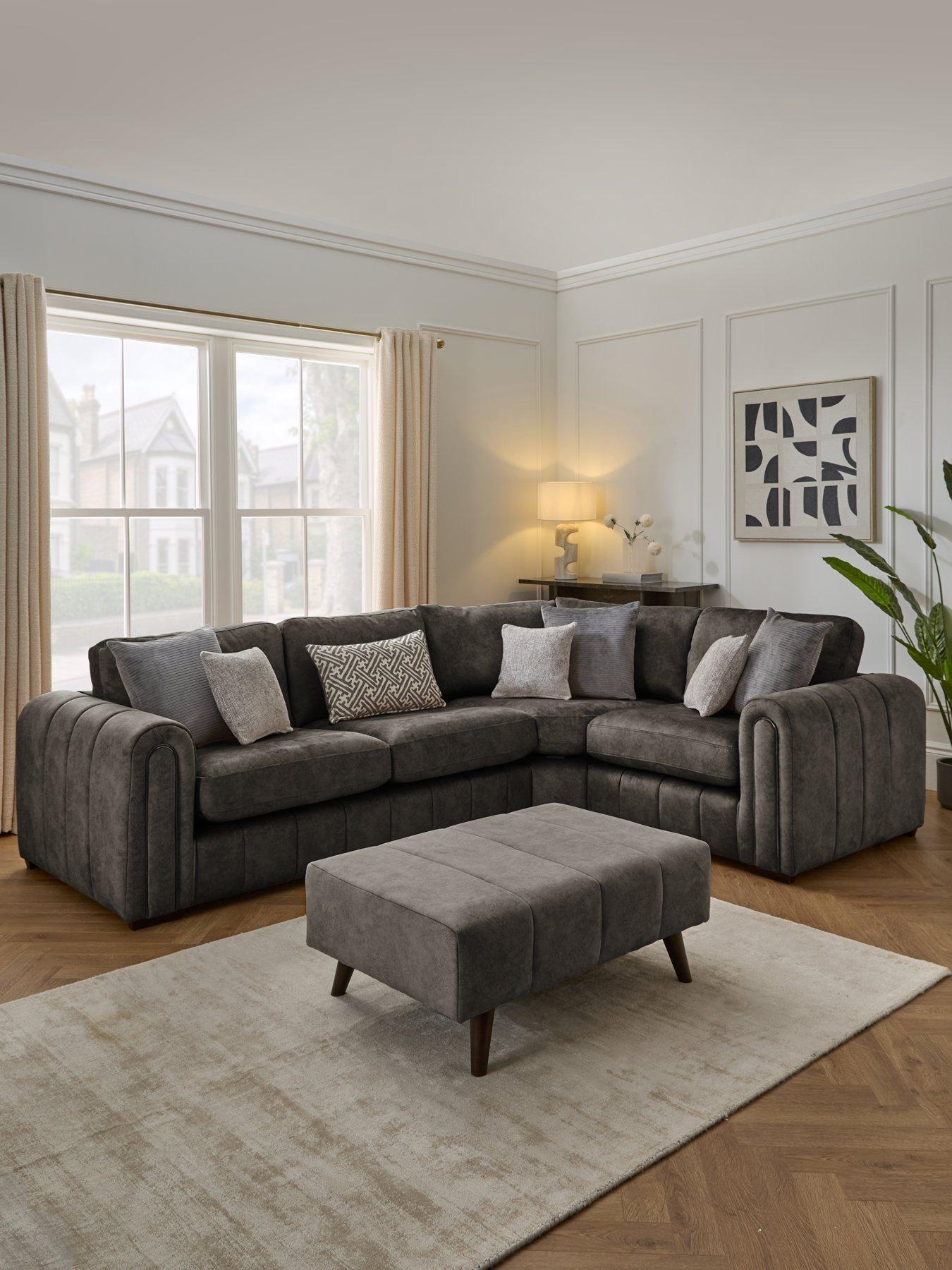 Very Home Amara Rh Double Arm Corner W Footstool - Made to Order in the UK