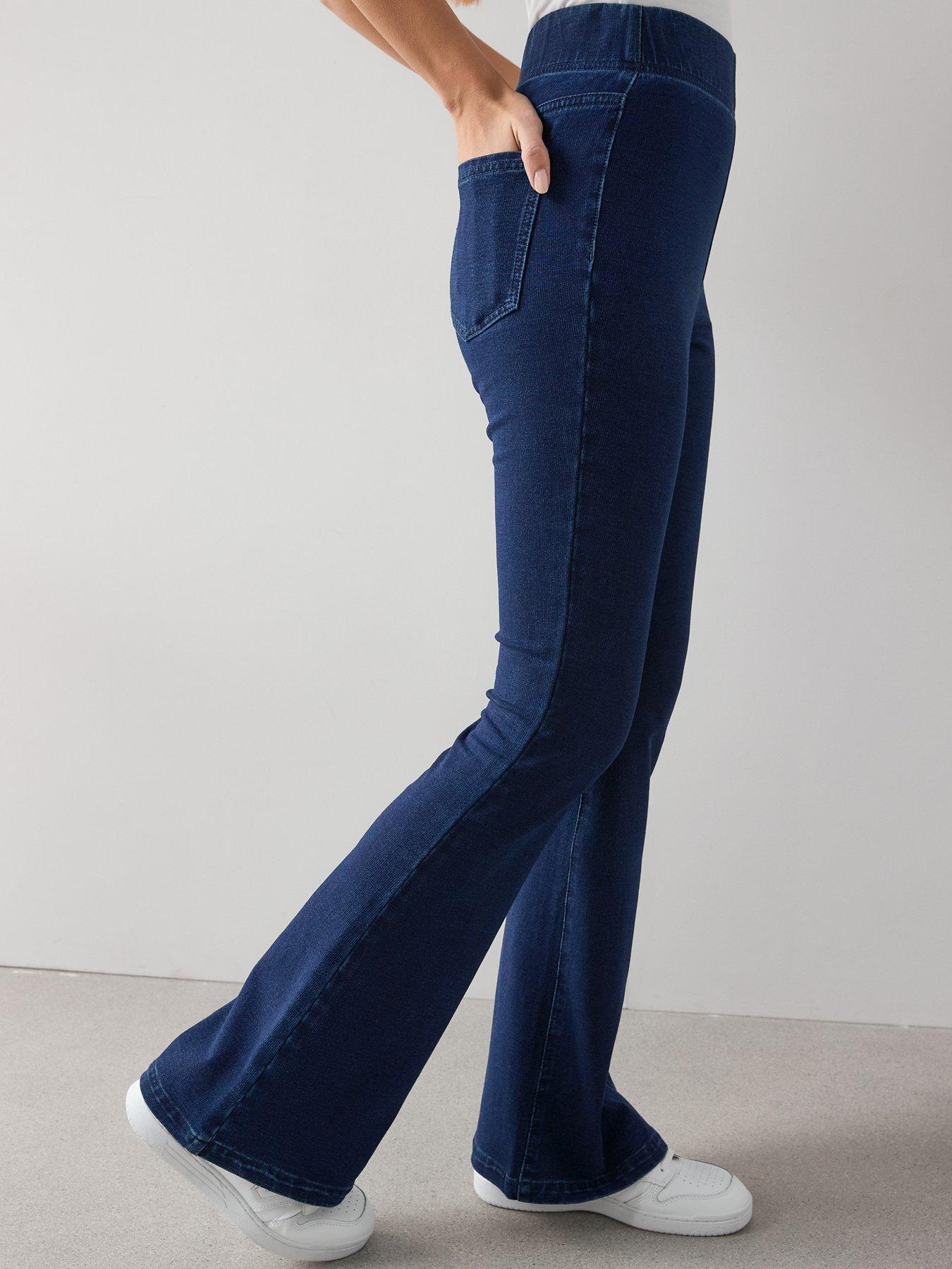 The Very Collection Knitted Denim Cosy Flare Jeans - Dark Wash