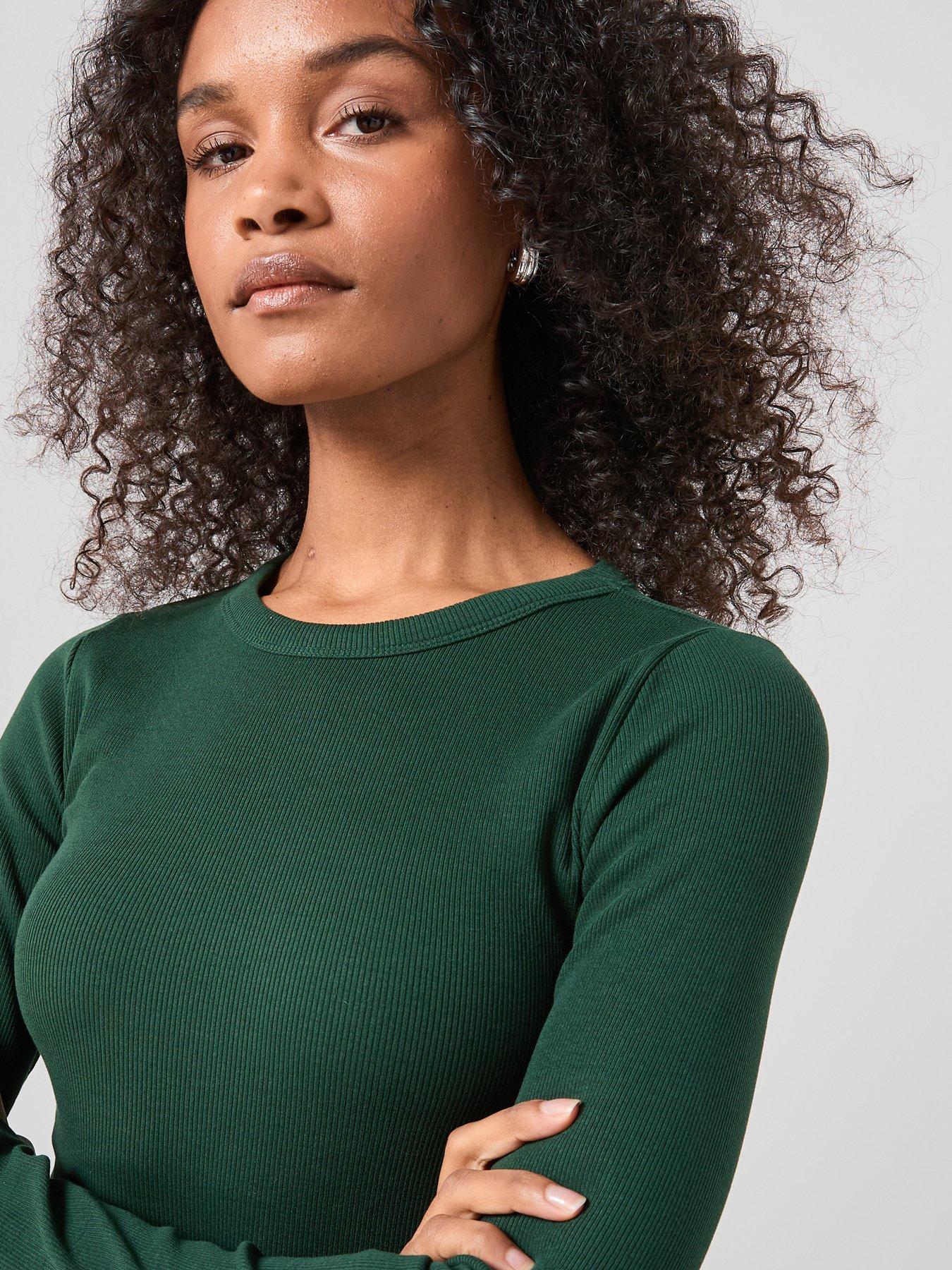 Image 5 of 7 of The Very Collection Rib Crew Neck Long Sleeves - Green