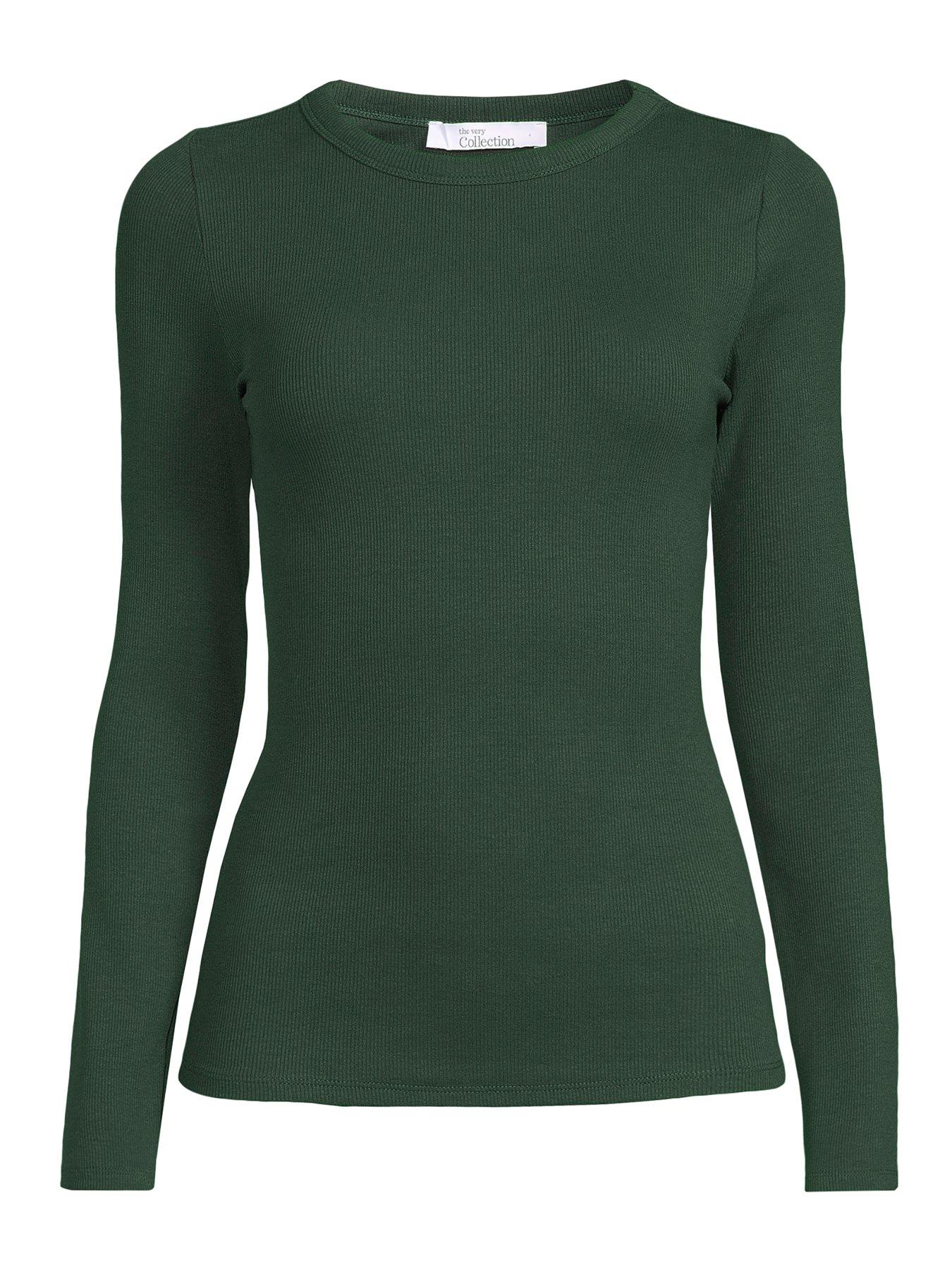 Image 7 of 7 of The Very Collection Rib Crew Neck Long Sleeves - Green