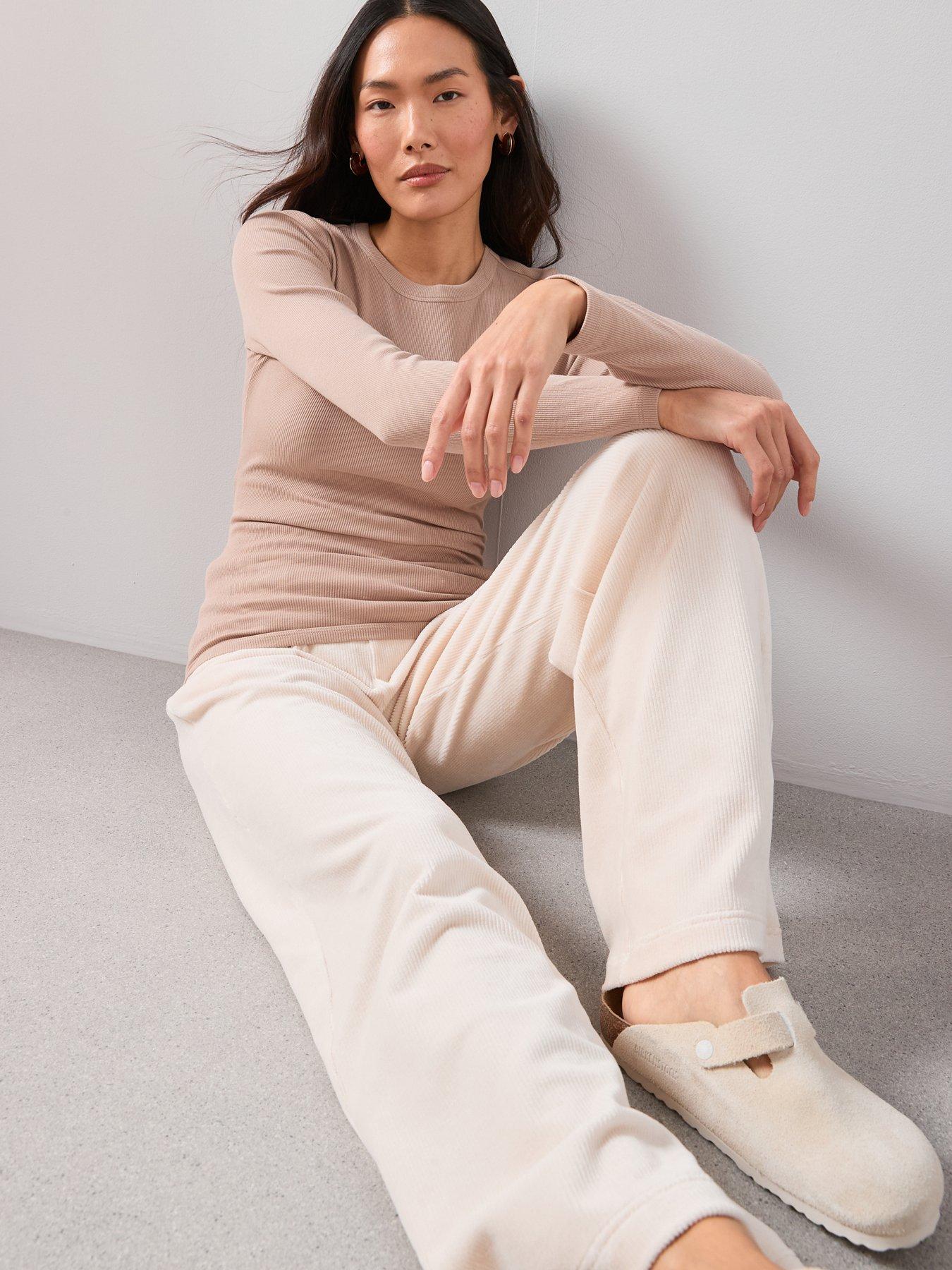  image of the-very-collection-rib-crew-neck-long-sleeves-brown