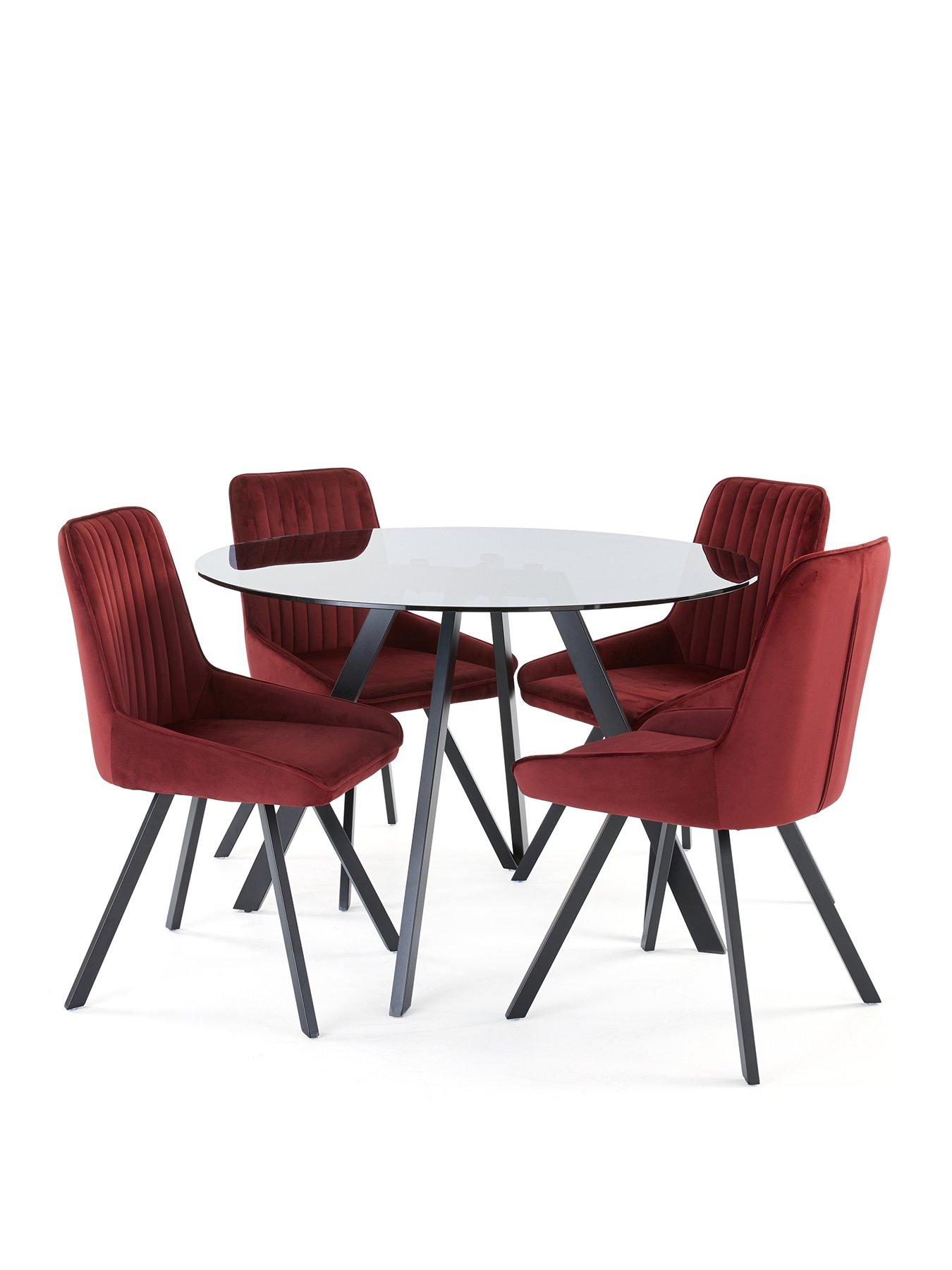 Image 2 of 6 of Very Home Marlow 110cm Round Dining Table & 4 Marlow Burgundy Chairs