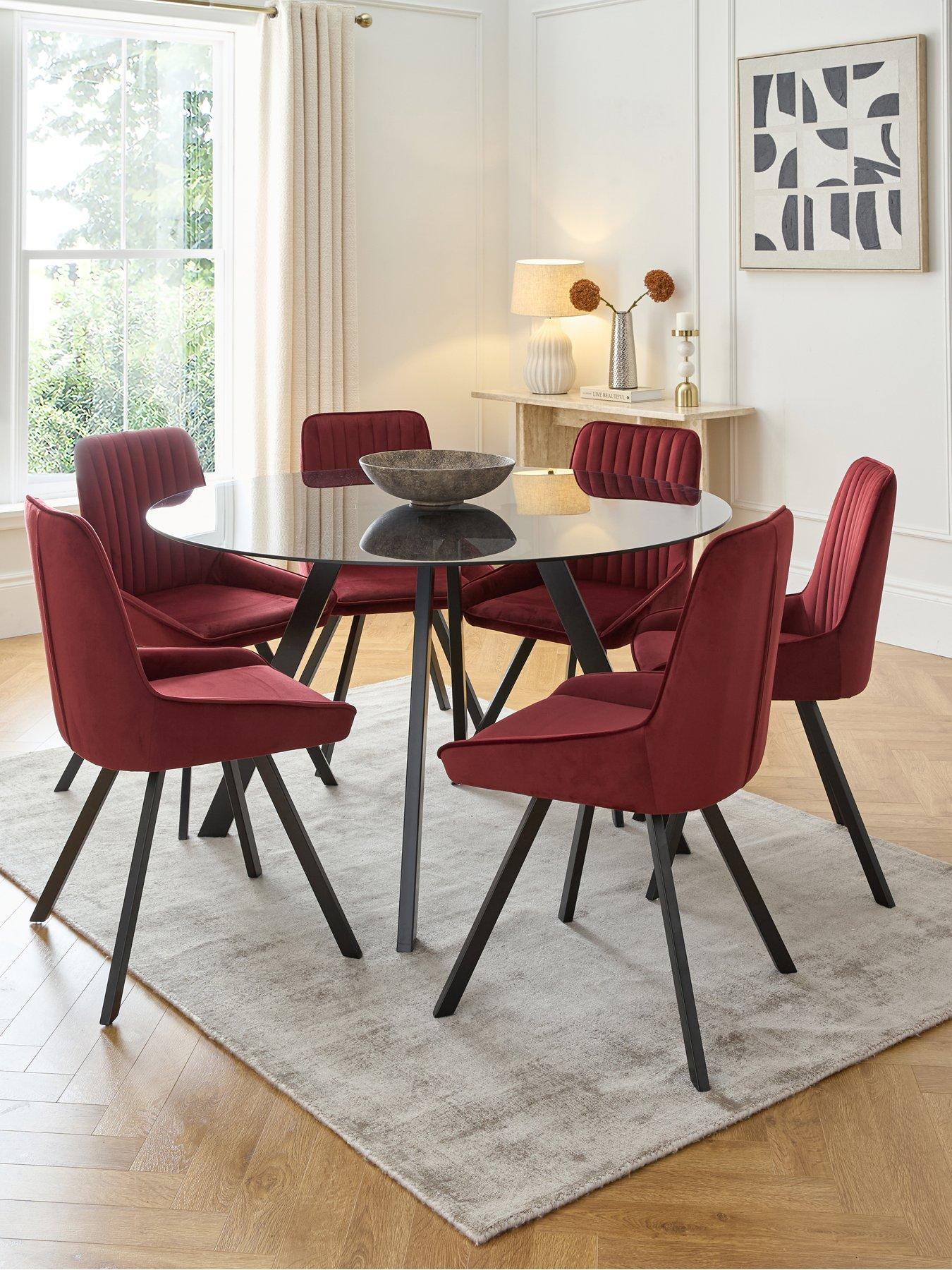 undefined Marlow 130cm Round Dining Table & 6 Marlow Burgundy Chairs
