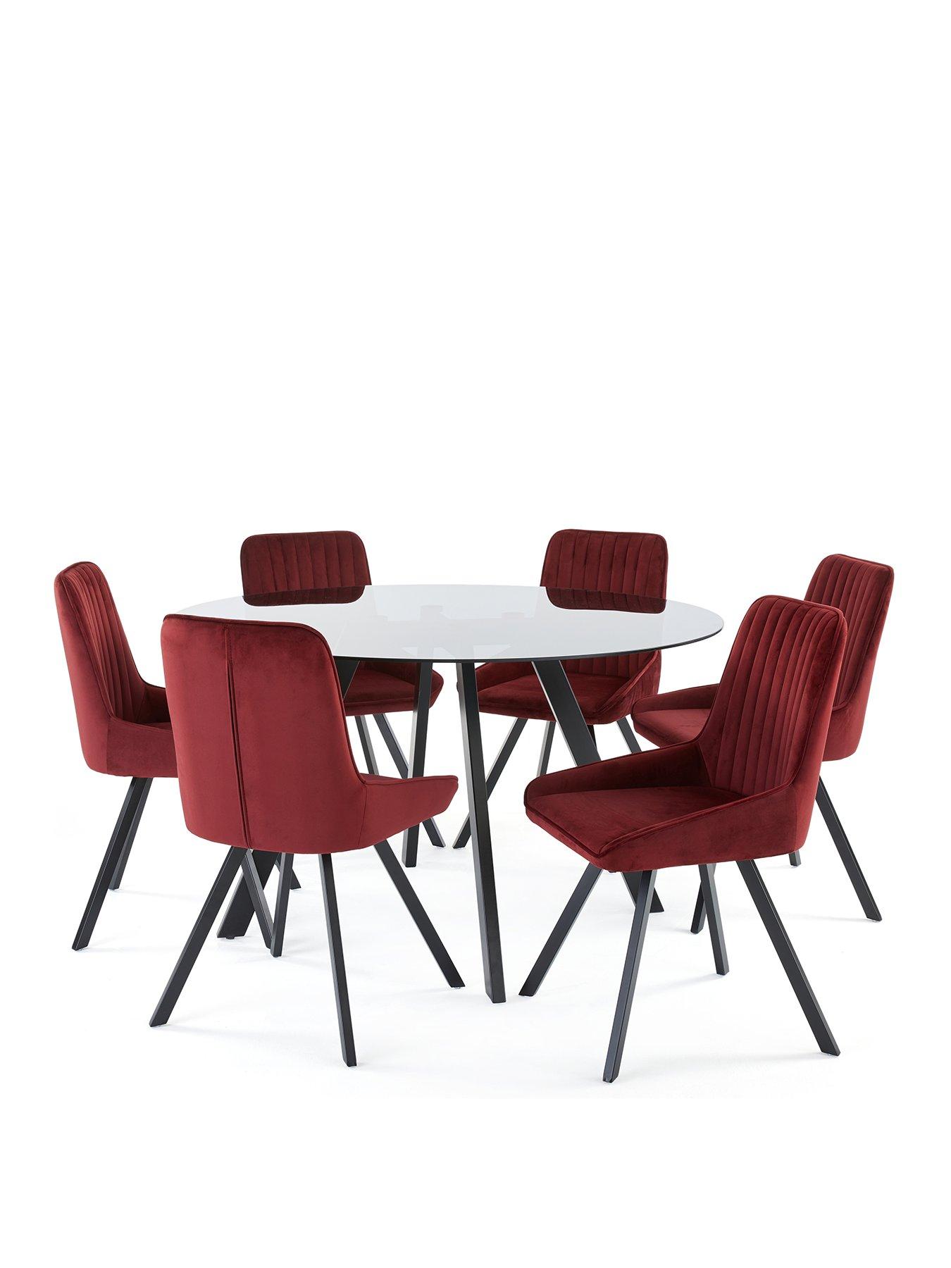 Image 2 of 6 of Very Home Marlow 130cm Round Dining Table & 6 Marlow Burgundy Chairs