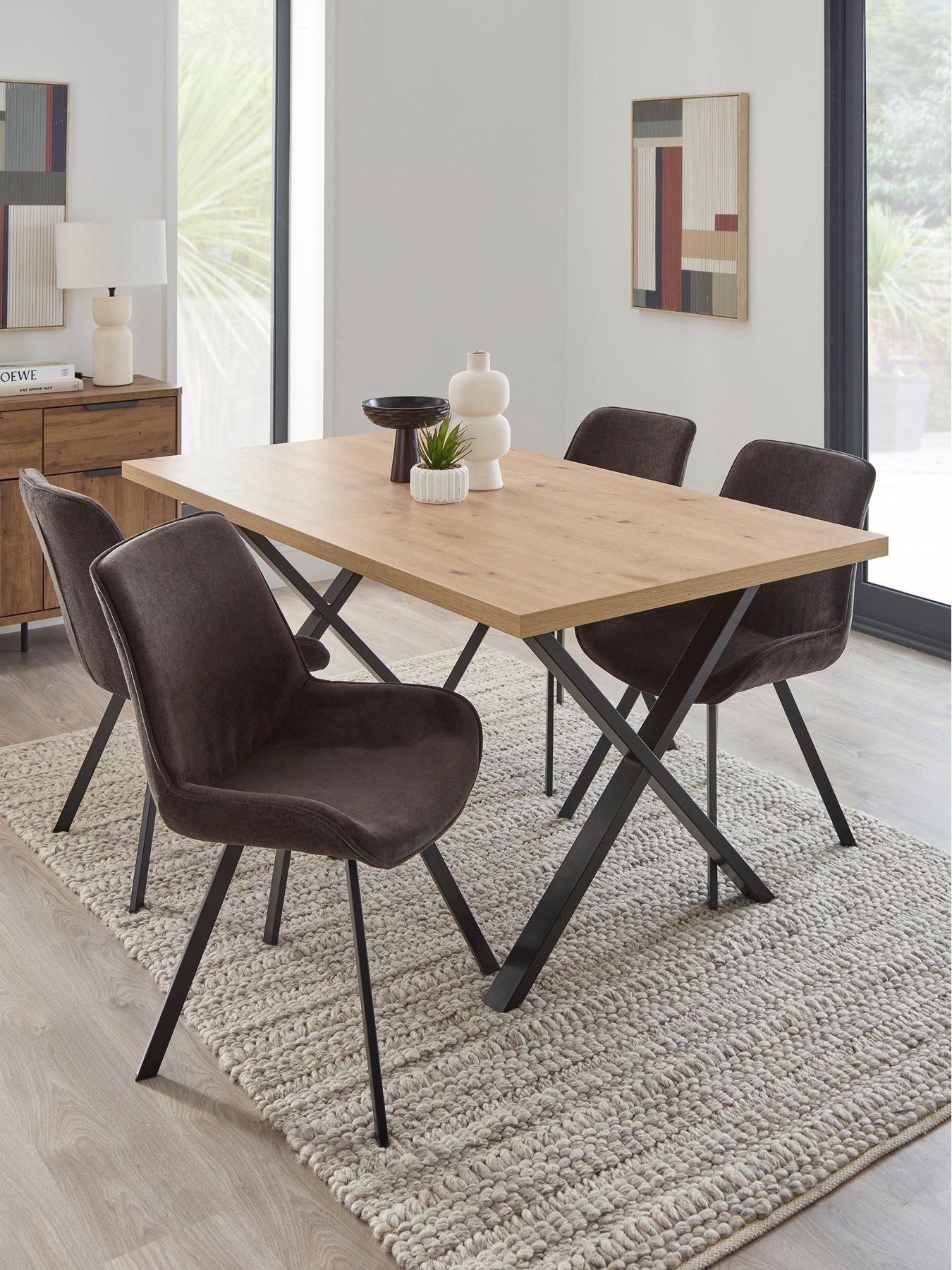 Image 1 of 7 of Very Home Mateo 160cm Dining Table &amp; 4 Lucia Charcoal Chairs