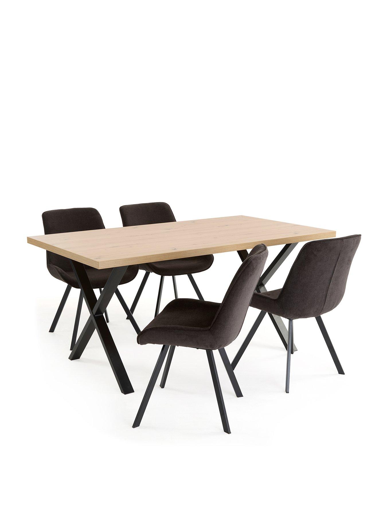  image of very-home-mateo-160cm-dining-table-amp-4-lucia-charcoal-chairs
