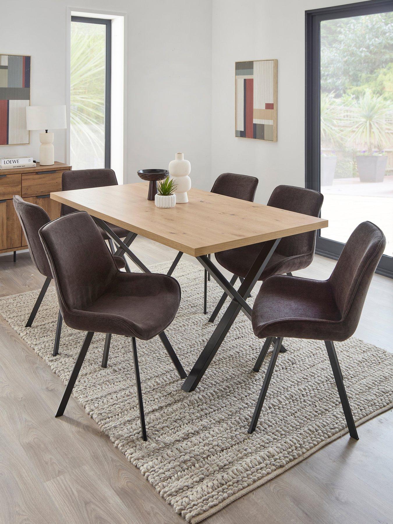 Image 1 of 7 of Very Home Mateo 160cm Dining Table &amp; 6 Lucia Charcoal Chairs