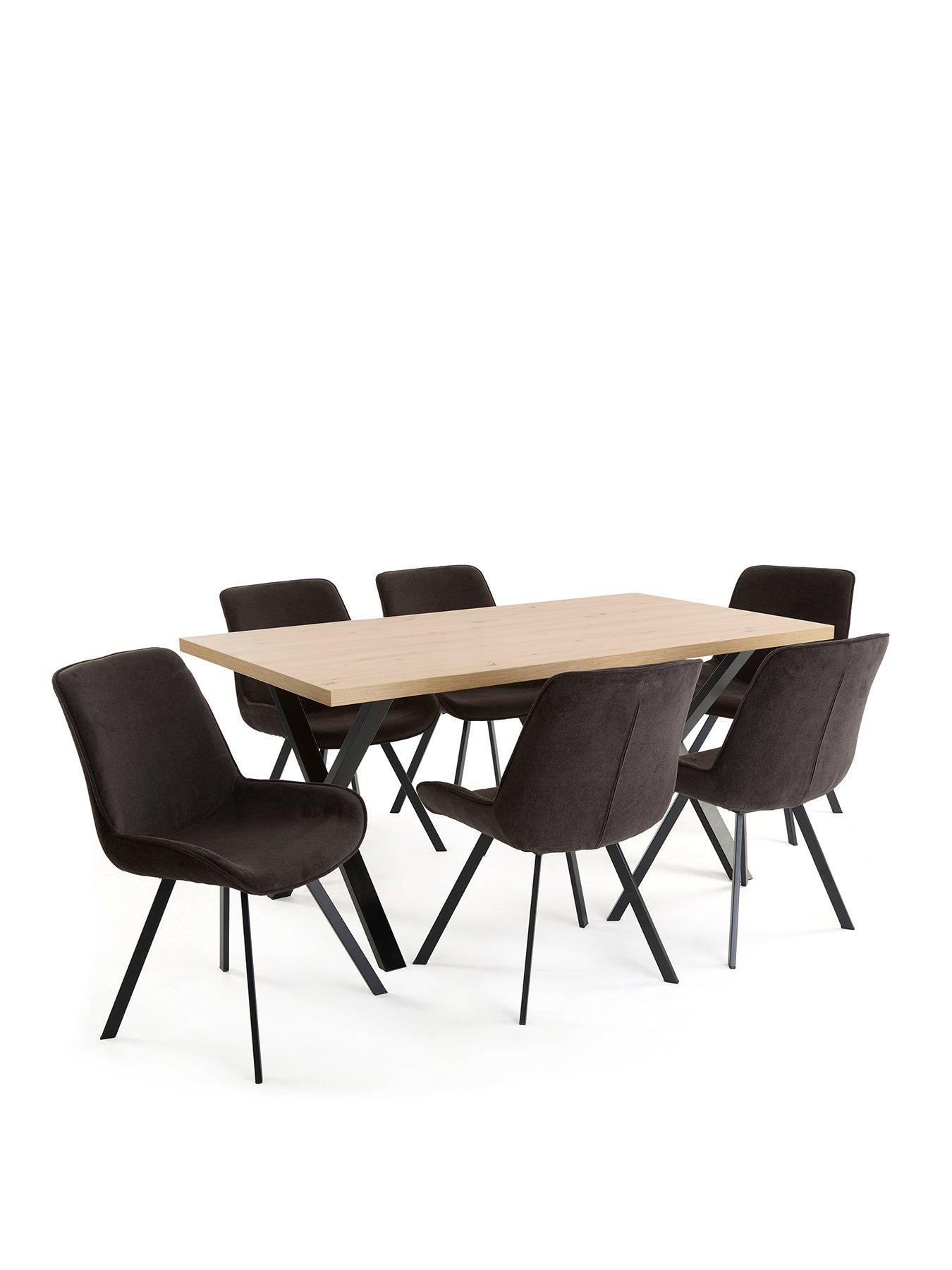 Image 2 of 7 of Very Home Mateo 160cm Dining Table &amp; 6 Lucia Charcoal Chairs