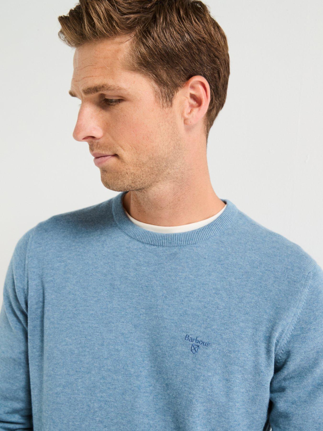Image 4 of 5 of Barbour Pima Cotton Crew Knitted Jumper - Light Blue
