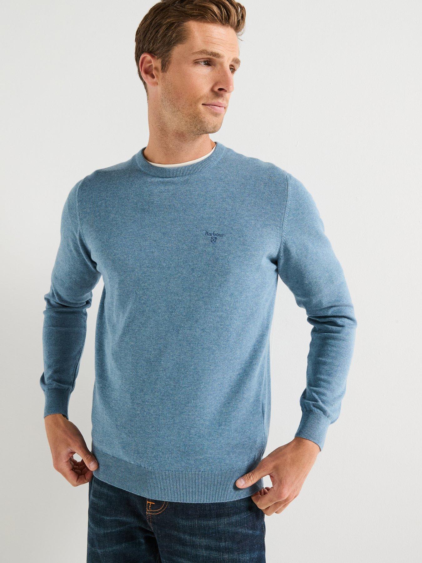 Image 5 of 5 of Barbour Pima Cotton Crew Knitted Jumper - Light Blue
