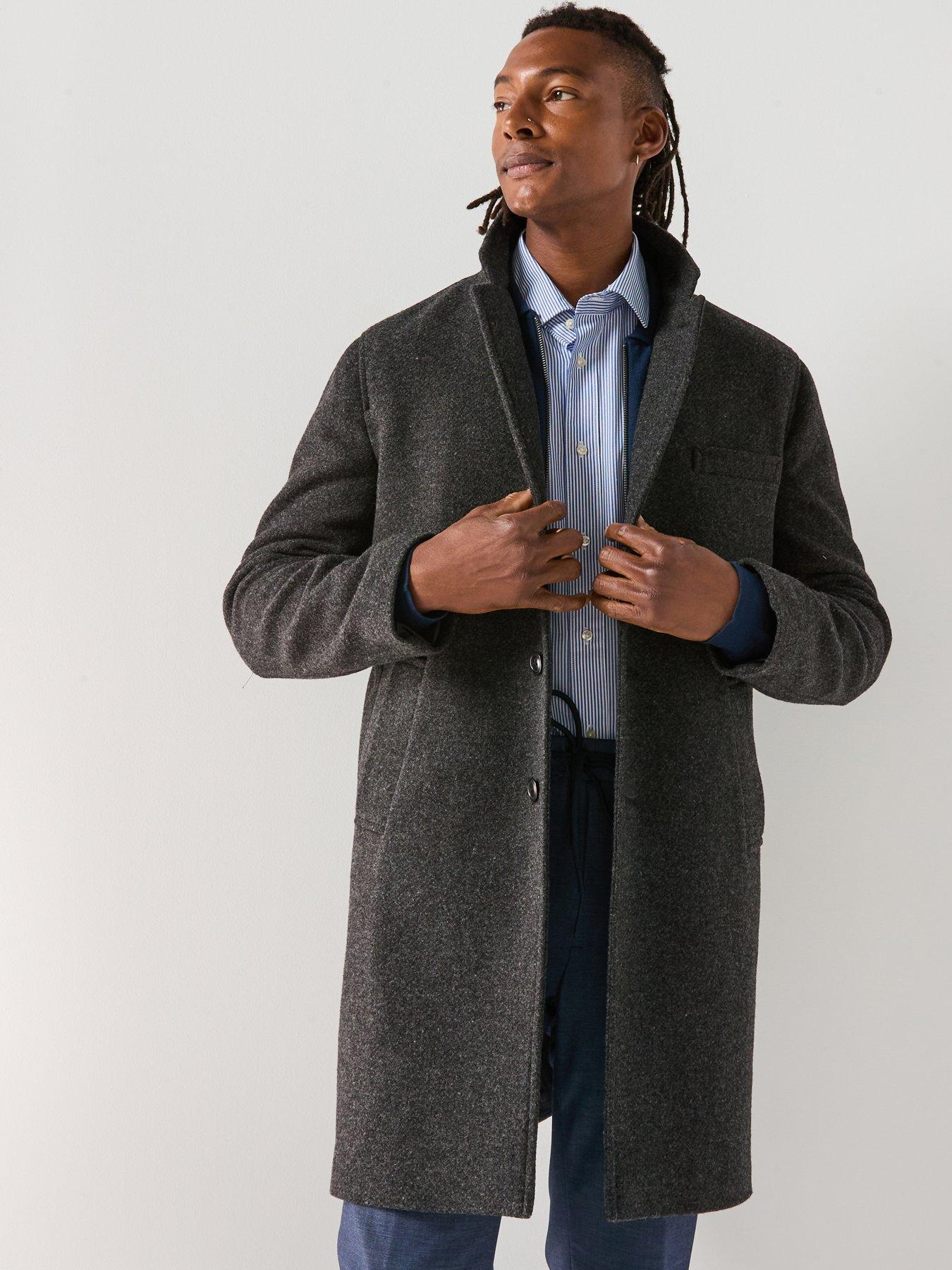 Image 1 of 6 of Barbour Kirkbridge Wool Overcoat- Dark Grey