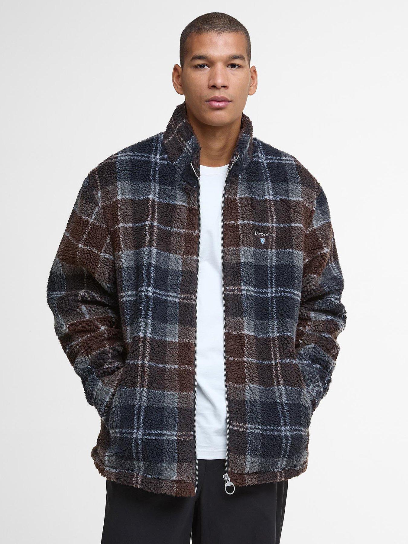 Barbour Tartan Borg Fleece Zip Through Jacket - Navy Multi