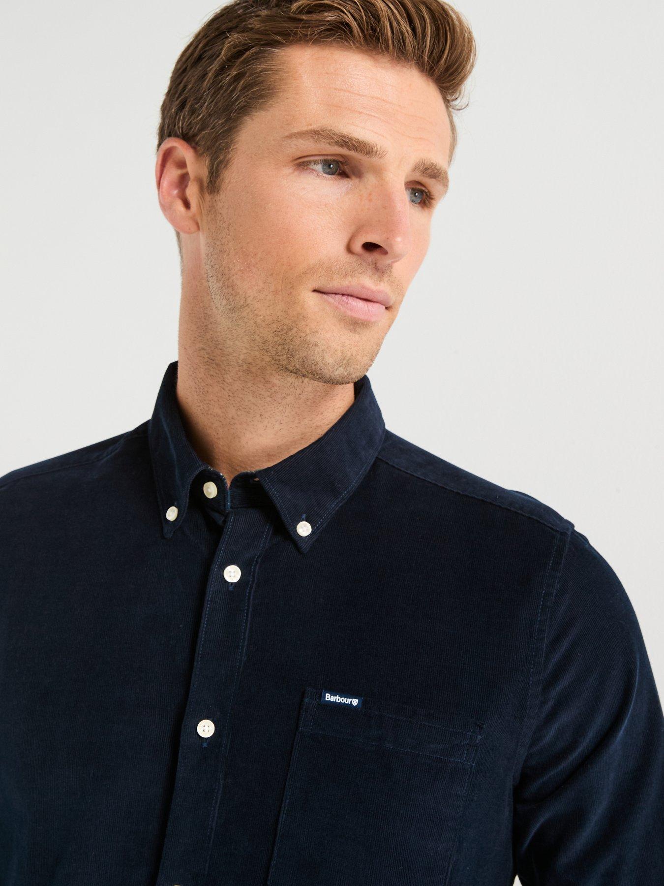  image of barbour-ramsey-long-sleeve-tailored-fit-corduroy-shirt-navy