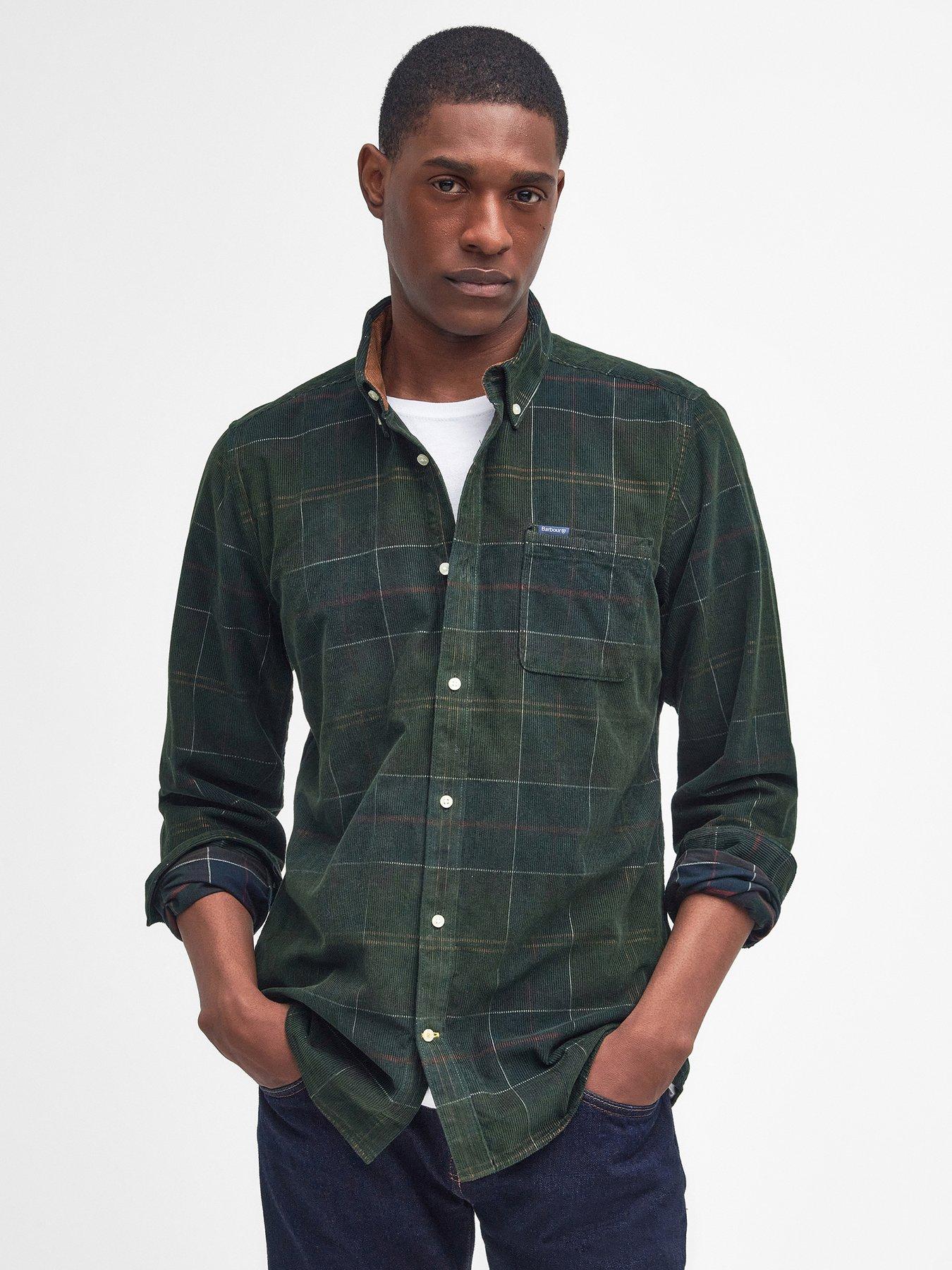 Barbour Blair Tailored Fit Tartan Cord Shirt- Dark Green