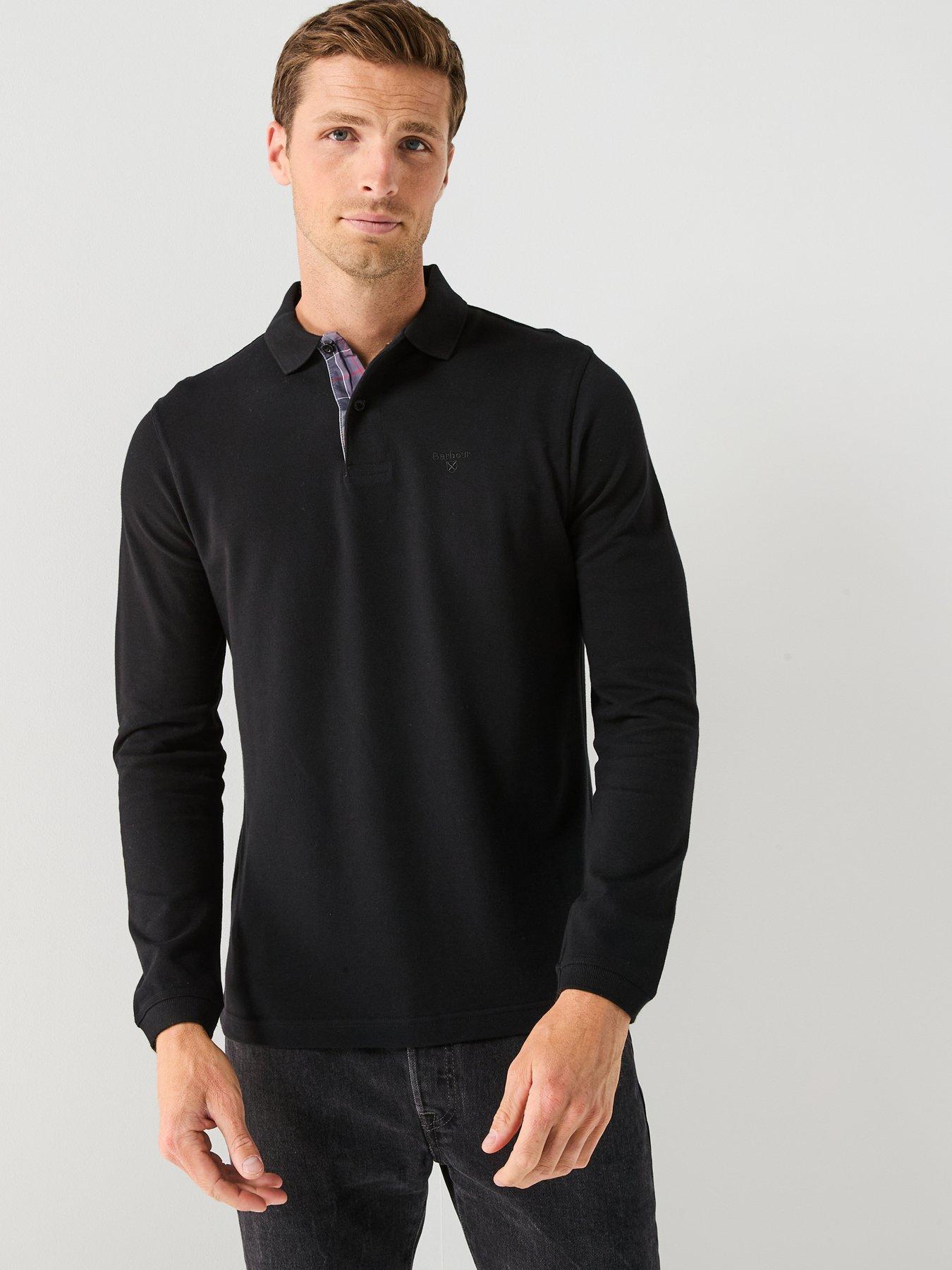 undefined Essential Sports Long Sleeve Polo Shirt - Black