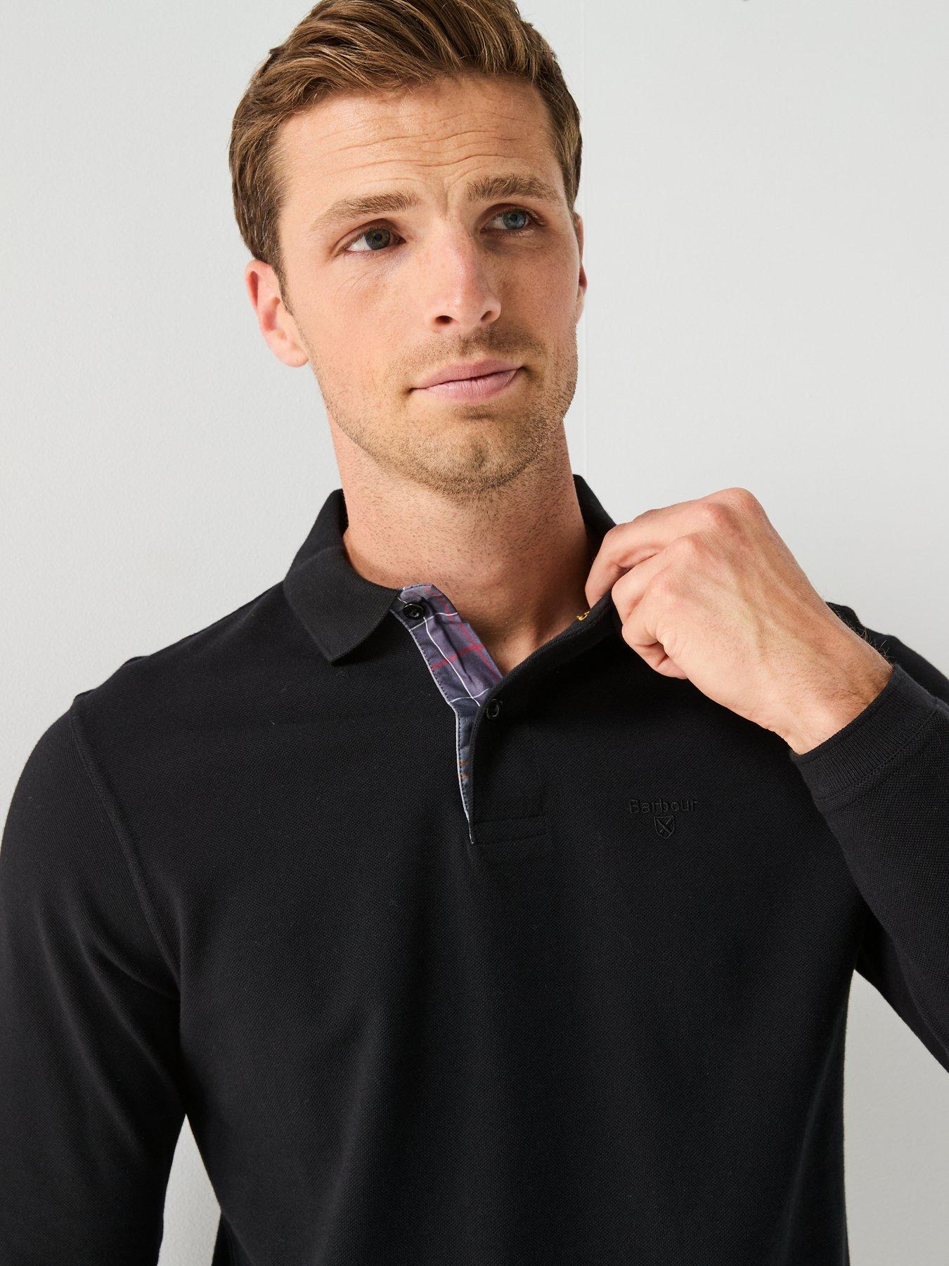 Image 5 of 6 of Barbour Essential Sports Long Sleeve Polo Shirt - Black