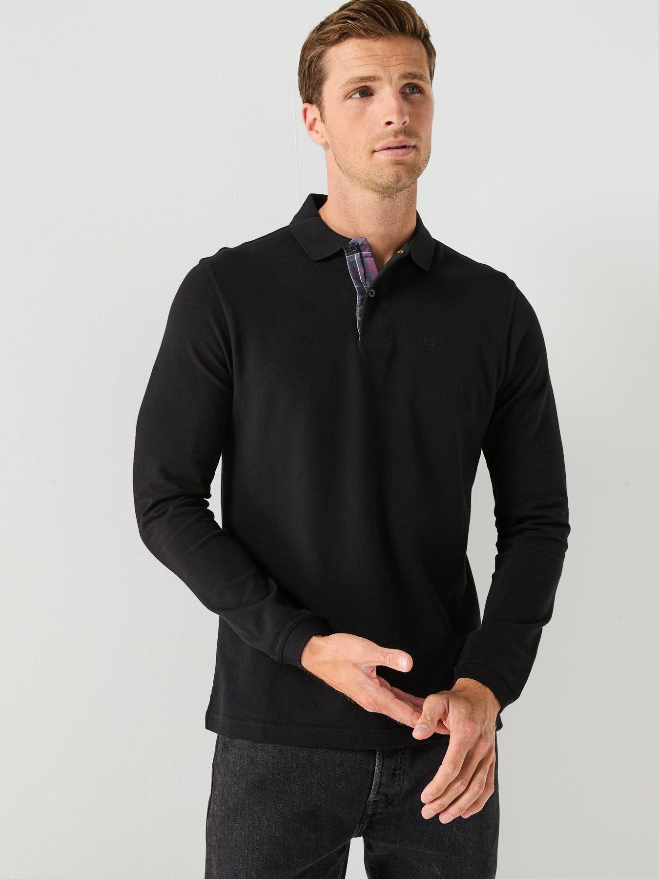 Image 6 of 6 of Barbour Essential Sports Long Sleeve Polo Shirt - Black