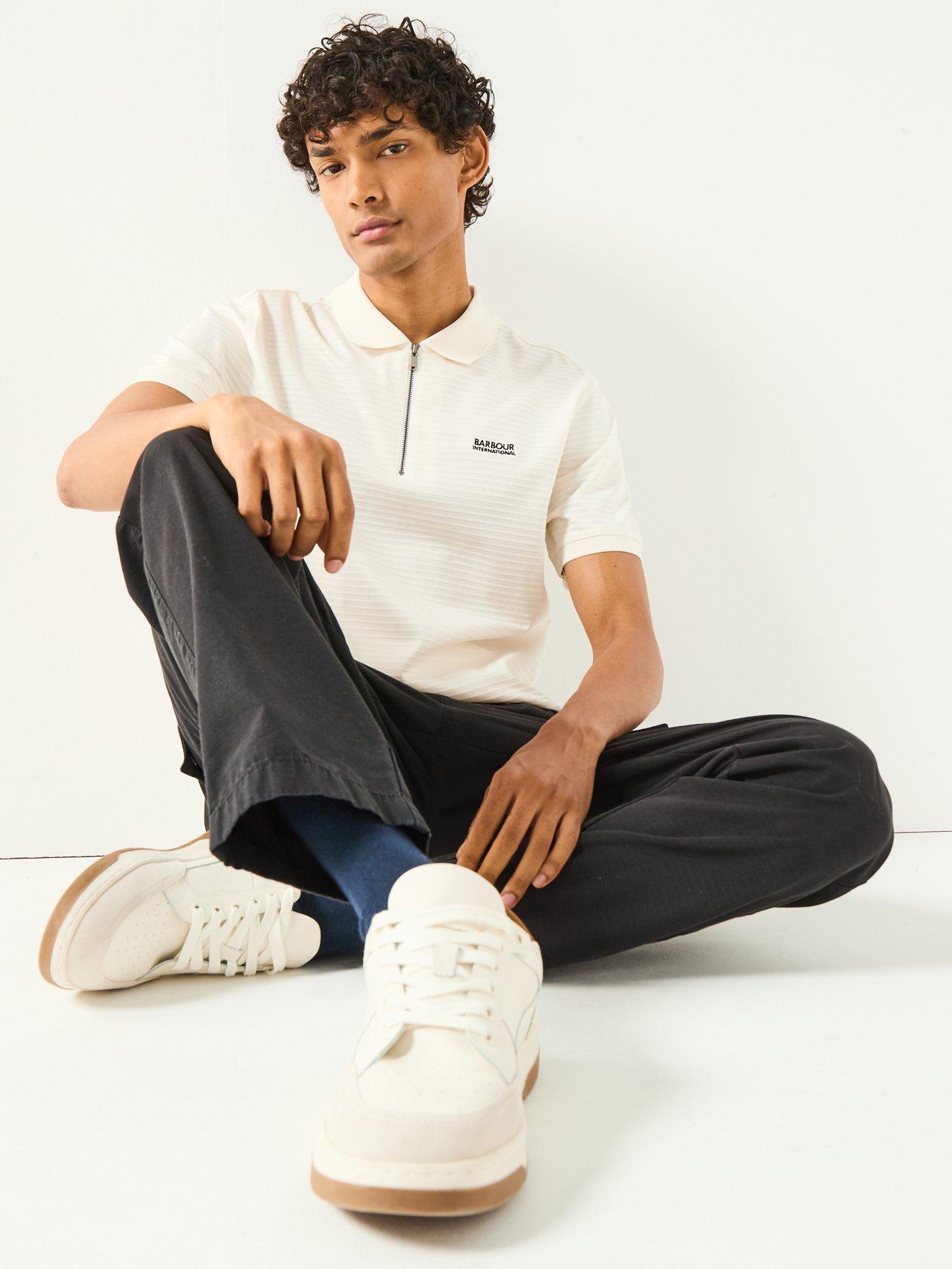  image of barbour-international-alfred-jacquard-stripe-polo-shirt--white