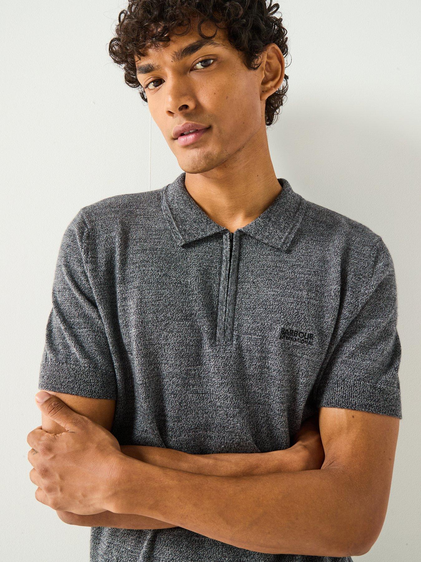 undefined Maverick Mouline Knitted Polo Shirt- Black